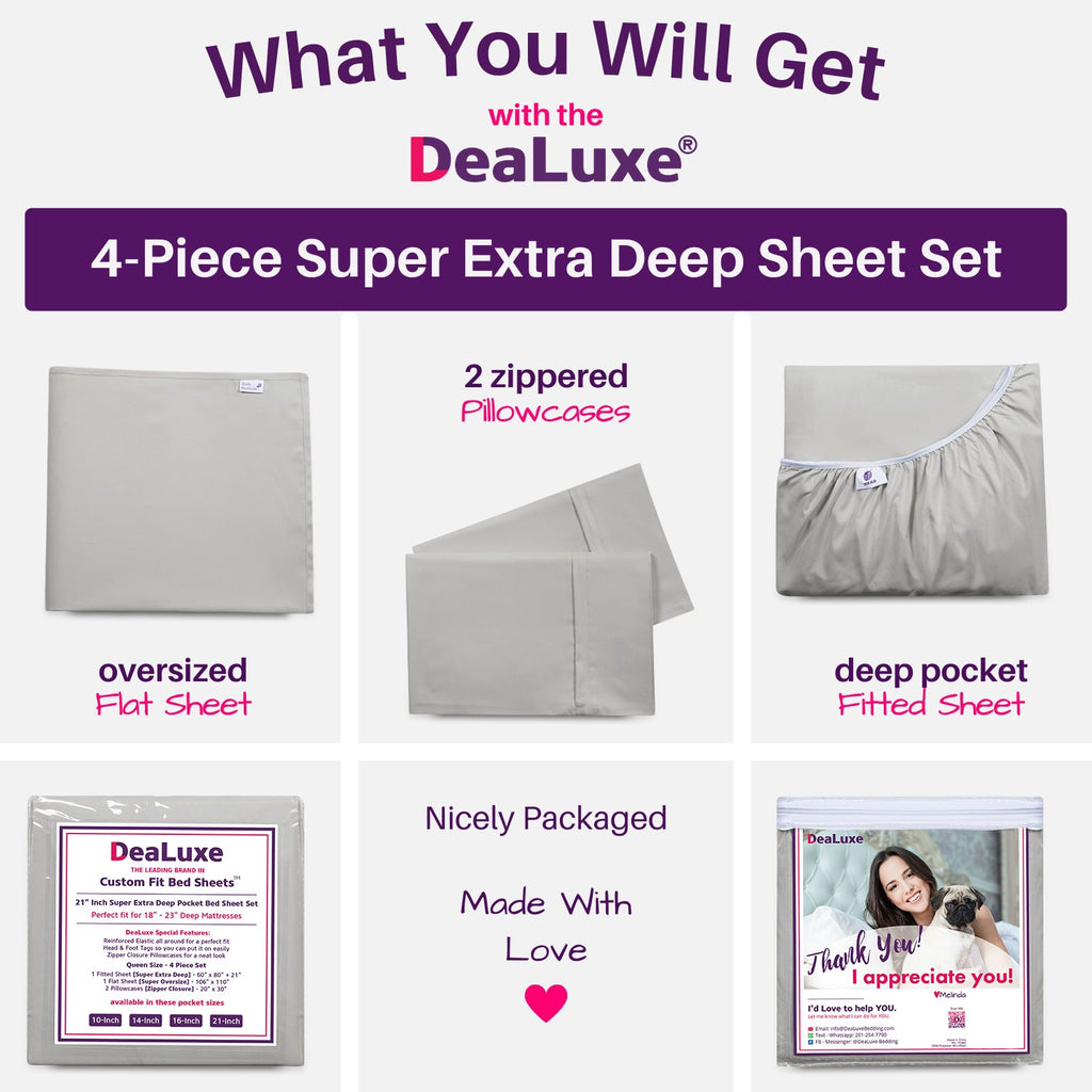 Premium Egyptian Cotton Bedding 21” King Extra Deep Pocket Sheets - Deep King Fitted Sheet - Super And Ultra Deep Sheet - For Deep Mattress -... - Cooling Hotel Quality Bedding Sheets and Pillowcases Detail