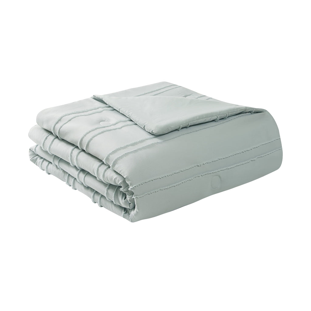 Hypoallergenic Cloud Mint 10 Piece Bed in a Bag Comforter Set with Sheets, Queen - Luxurious Quilted Duvet Cover Set Detail