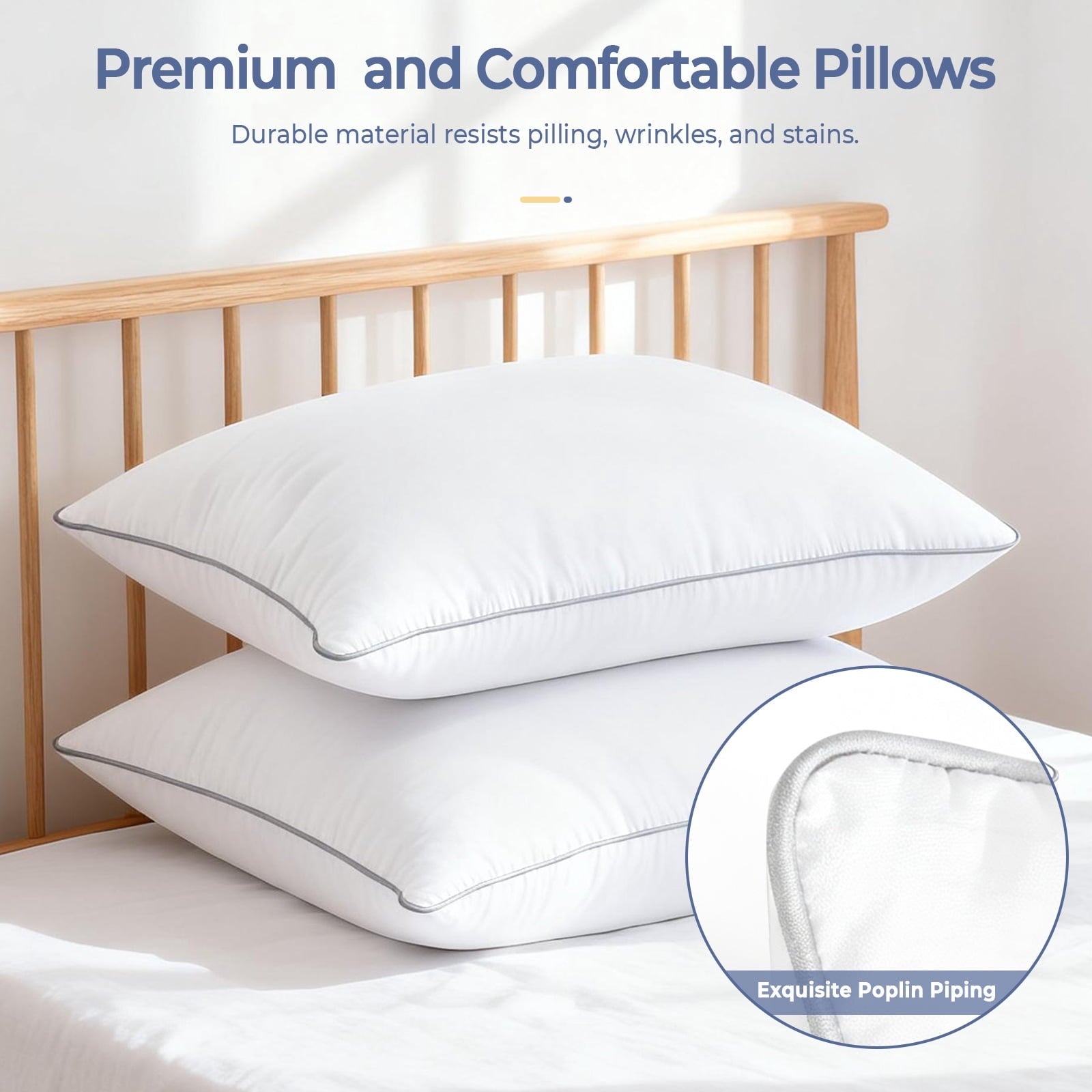 Orthopedic Support Pillows Queen Size Set of 2, Bed Pillows for Side and Back Sleepers, Soft Down Alternative Pillows, Hotel Quality and... - Ergonomic Memory Foam Pillow for Neck Pain Support Detail