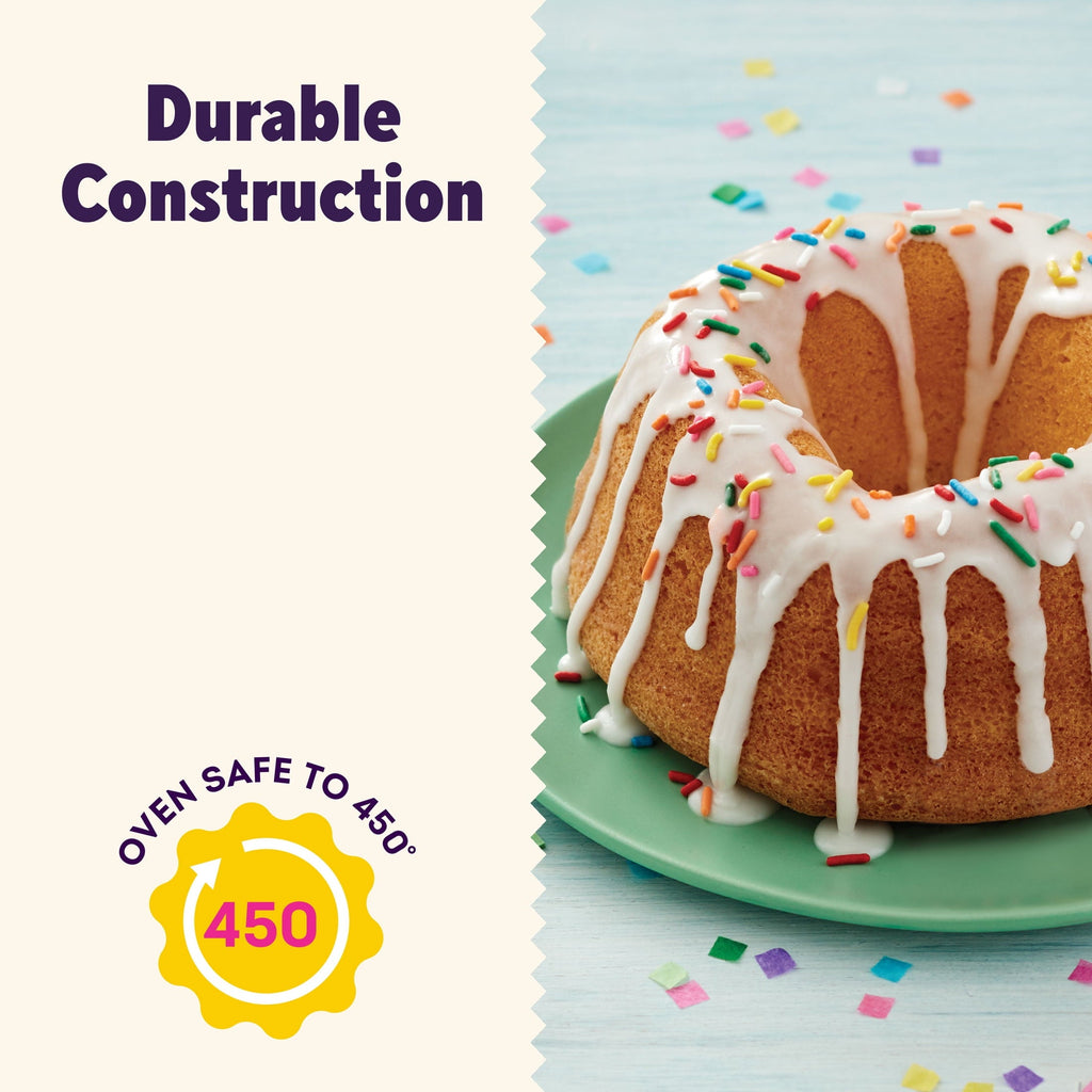 Ergonomic Manual Everyday Non-Stick Bundt Cake Pan 9.51" Fluted Tube Baking Pan, Packaging May Vary - Kitchen Gadget Tool for Quick Food Prep Detail