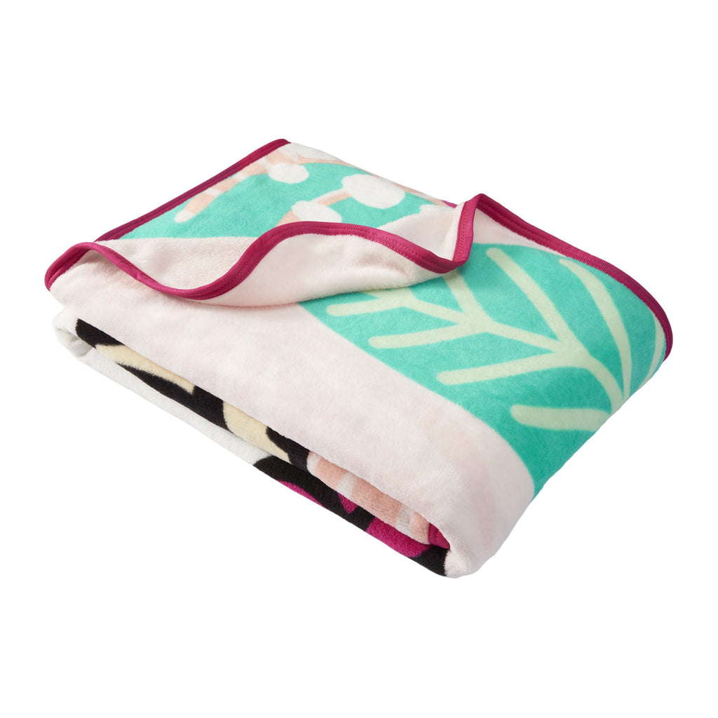 Reversible Sherpa Kids Pink White Print Fleece Throw Blanket, 46 x 60 - Cozy Fleece Throw Blanket for Couch & Bed Detail