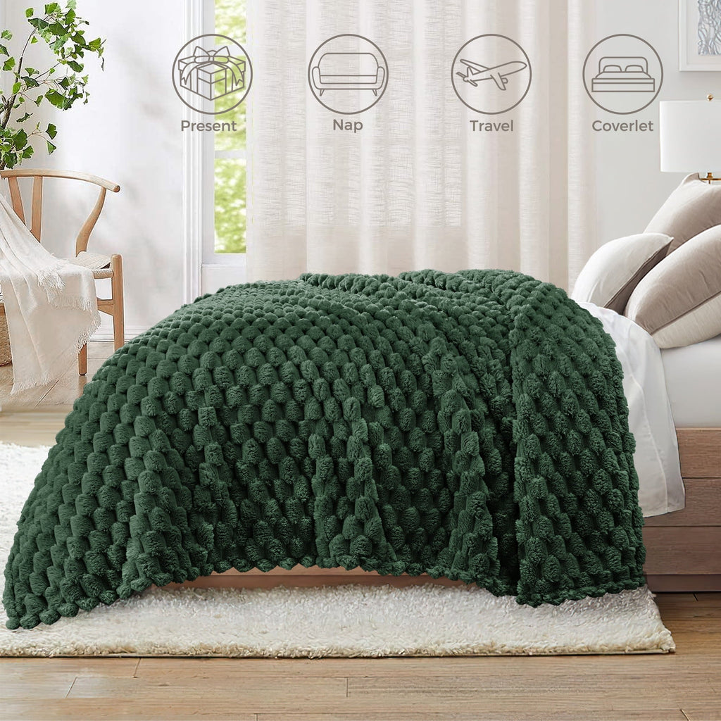Super Soft Flannel 50"x60" Throw Blanket for Couch with Expanded 3D-Jacquard Pattern, Fuzzy Soft Cozy Exquisite Blankets or All Season, ... - Cozy Fleece Throw Blanket for Couch & Bed Detail