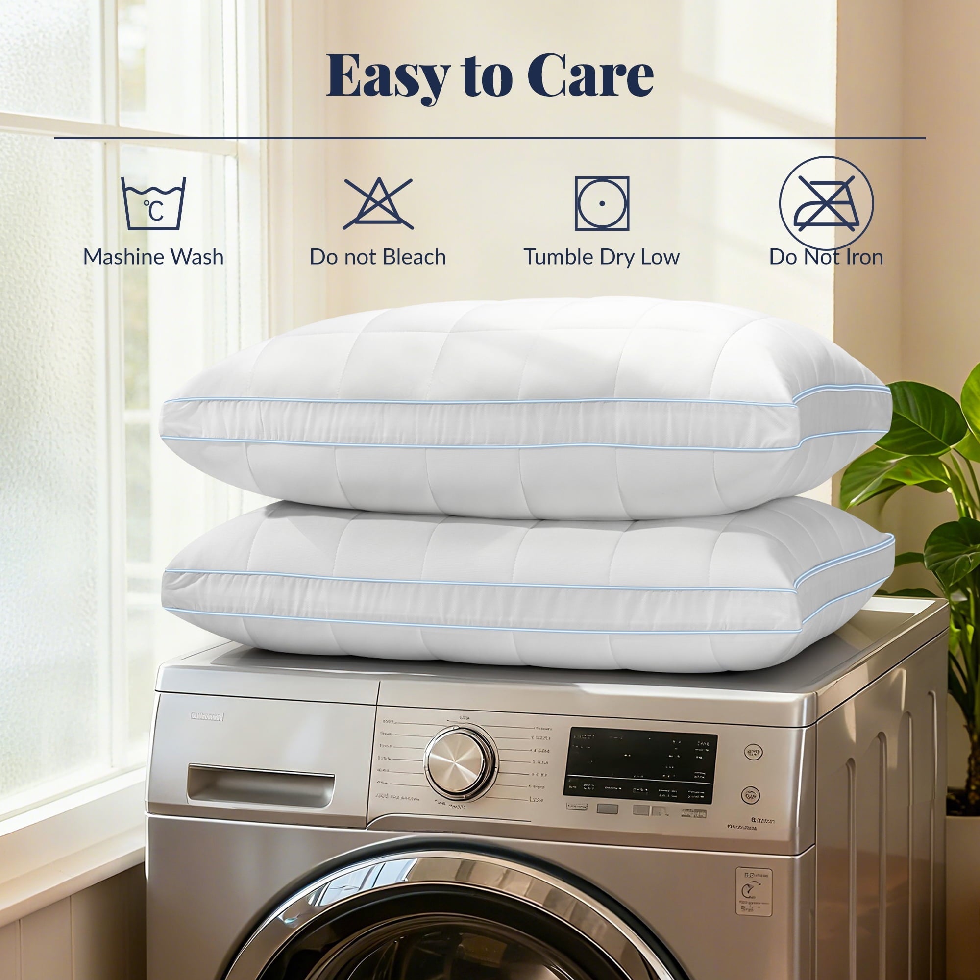 Decorative Plump Cooling Adjustable Pillow, Luxury Queen Size Bed Pillows Hotel Collection - Soft Firm Pillows for bed - Decorative Throw Pillow Cushion for Sofa & Bed Detail