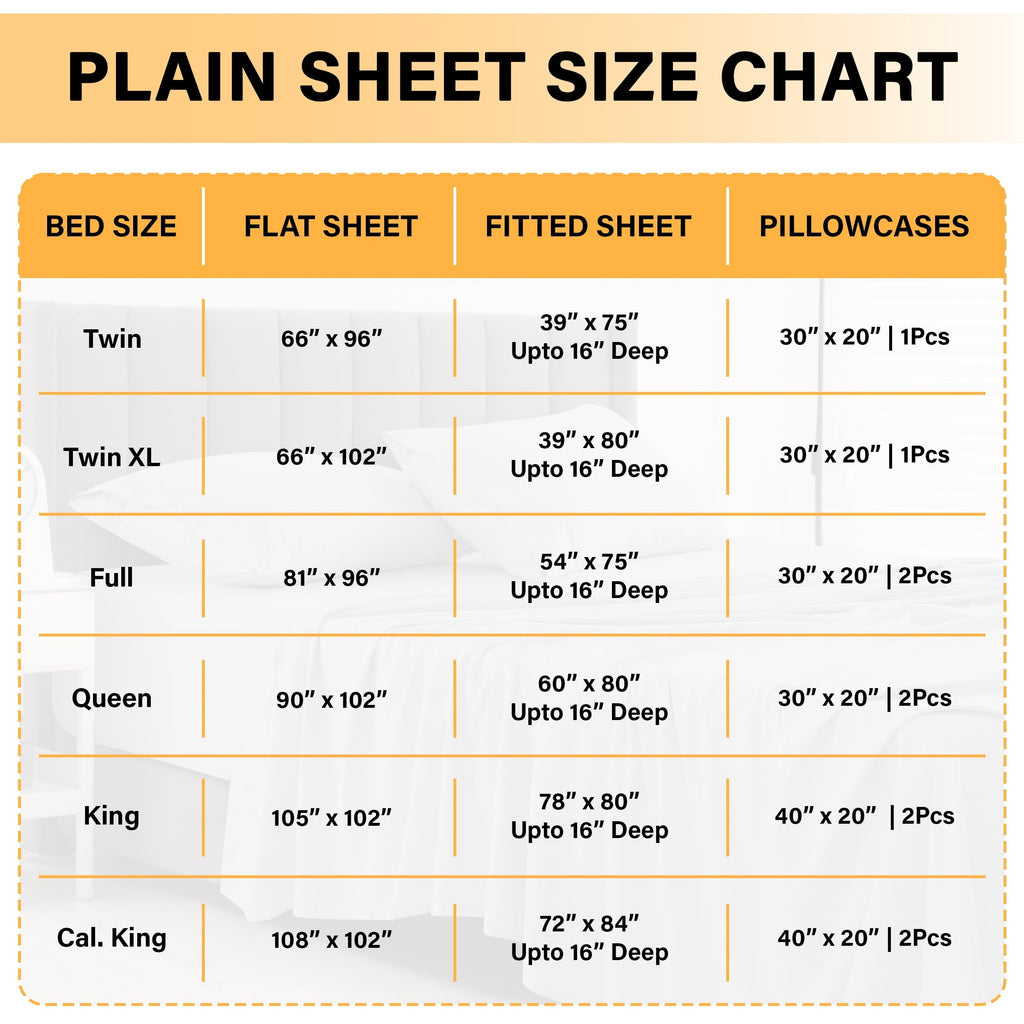 Wrinkle-Resistant Size Sheet Set, 4-Piece Plain Soft Microfiber – Deep Pocket Bed Sheets, Includes 1 Fitted Sheet, 1 Flat Sheet, 2 Pill... - Luxury Bed Sheet Set with Deep Pockets Detail