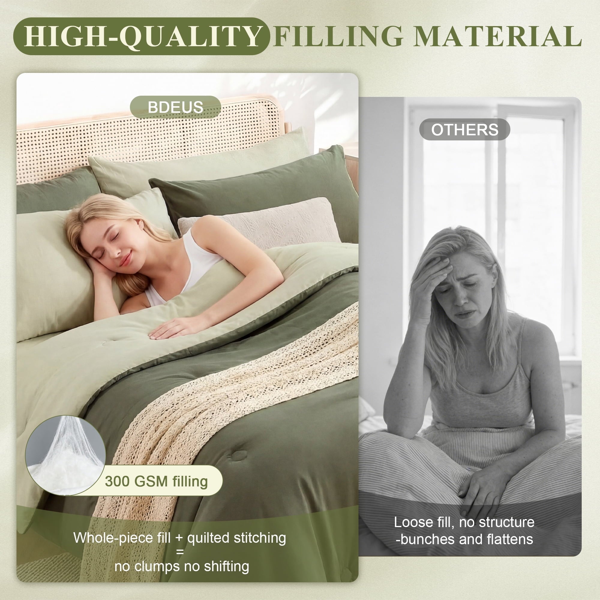 Luxurious Quilted 7 Pieces Comforter Set Queen，Bed in A bag，All Seasons Bedding sets with Comforter,Fitted Sheet,Flat Sheet,Pillowcases... - Hypoallergenic Ultra-Fluffy Quilt for Winter Detail