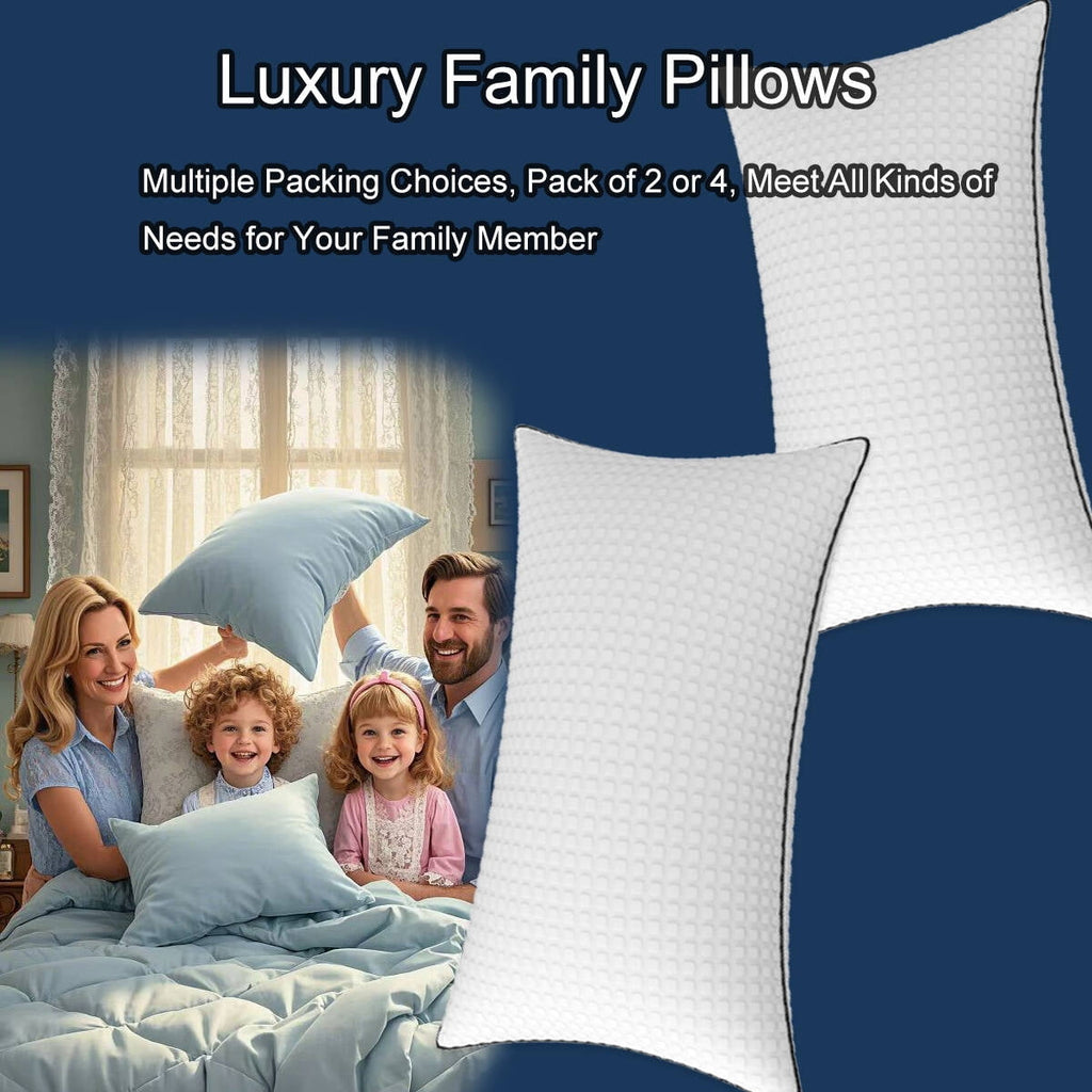 Decorative Plump Pillows King Size Set of 2, Hotel Quality, Down Alternative Gusseted Bed Pillows for Side, Back, or Stomach Sleepers,... - Hotel Quality Plush Sleeping Pillows Detail