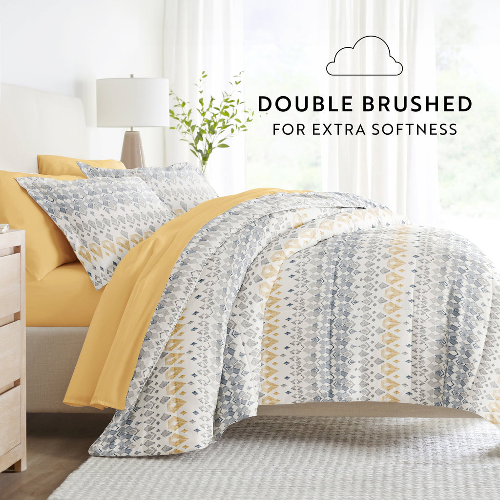 Heavyweight Warmth 7 Piece Bedding Bundle, Microfiber Patterned Comforter and Sheet Set, Queen - Hypoallergenic Ultra-Fluffy Quilt for Winter Detail