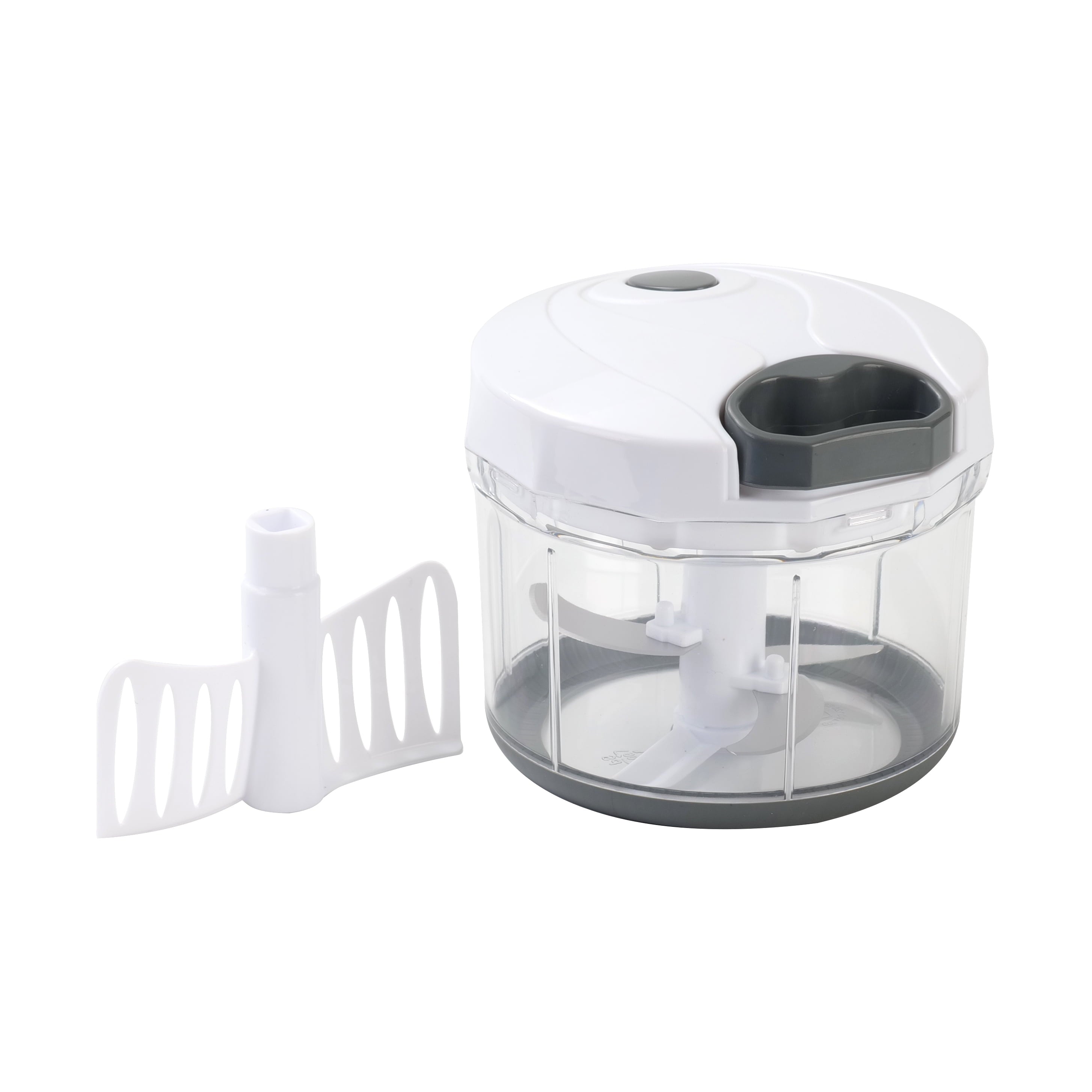 Time-Saving 1qt Quick Pull Chopper, BPA free , SS Blades, Food Contact Safe Material , White & Grey, Weight 320g - Kitchen Gadget Tool for Quick Food Prep Detail