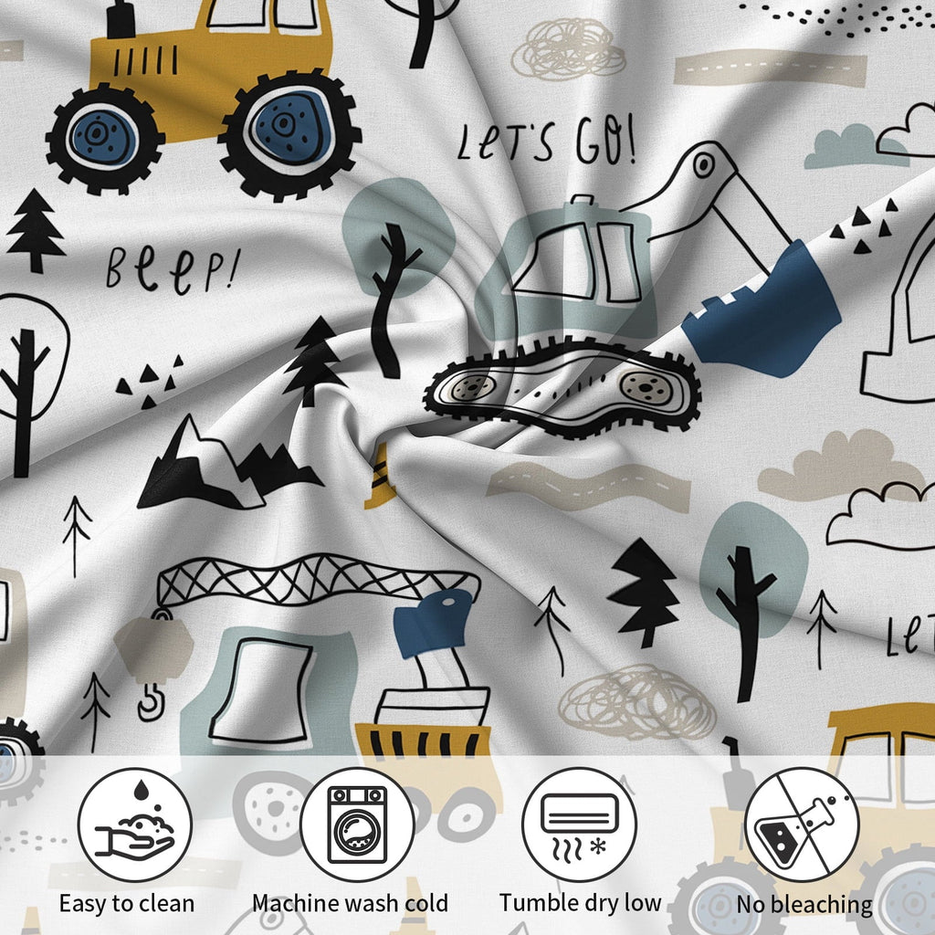 Breathable Luxury Cartoon Excavator Sheet Set for Kids Boys Truck Construction Bedding Set Engineering Vehicle Bed Sheet Sets with 1 Fi... - Cooling Hotel Quality Bedding Sheets and Pillowcases Detail