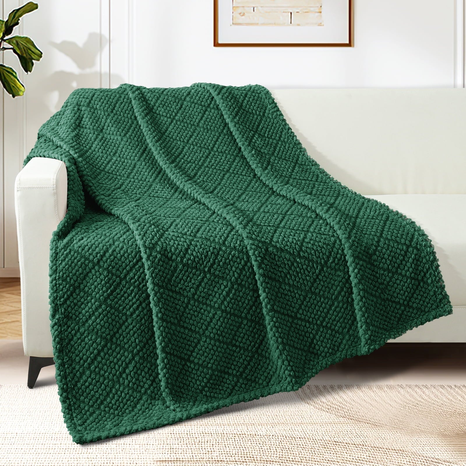 Lightweight Warm Fuzzy Fleece Throw Blanket for Couch, Bed, Soft Fluffy Jacquard Waffle Blankets for All Season, Lightweight and Warm,... - Cozy Fleece Throw Blanket for Couch & Bed Detail