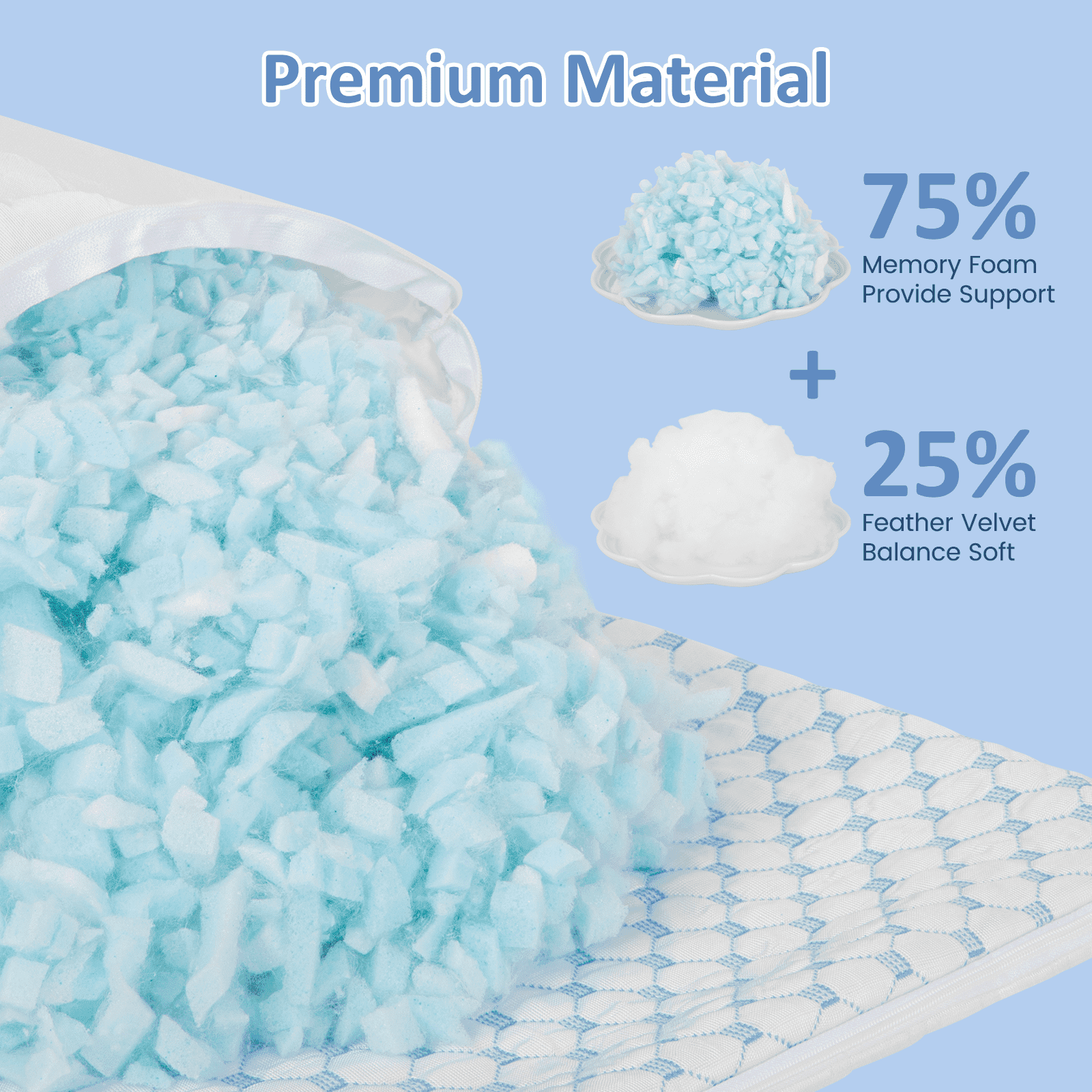 Decorative Plump 2 Pack Cooling Pillow for Sleeping, Memory Foam Pillows Cool Bed Pillows Hotel Reversible Pillow with Washable Remova... - Ergonomic Memory Foam Pillow for Neck Pain Support Detail