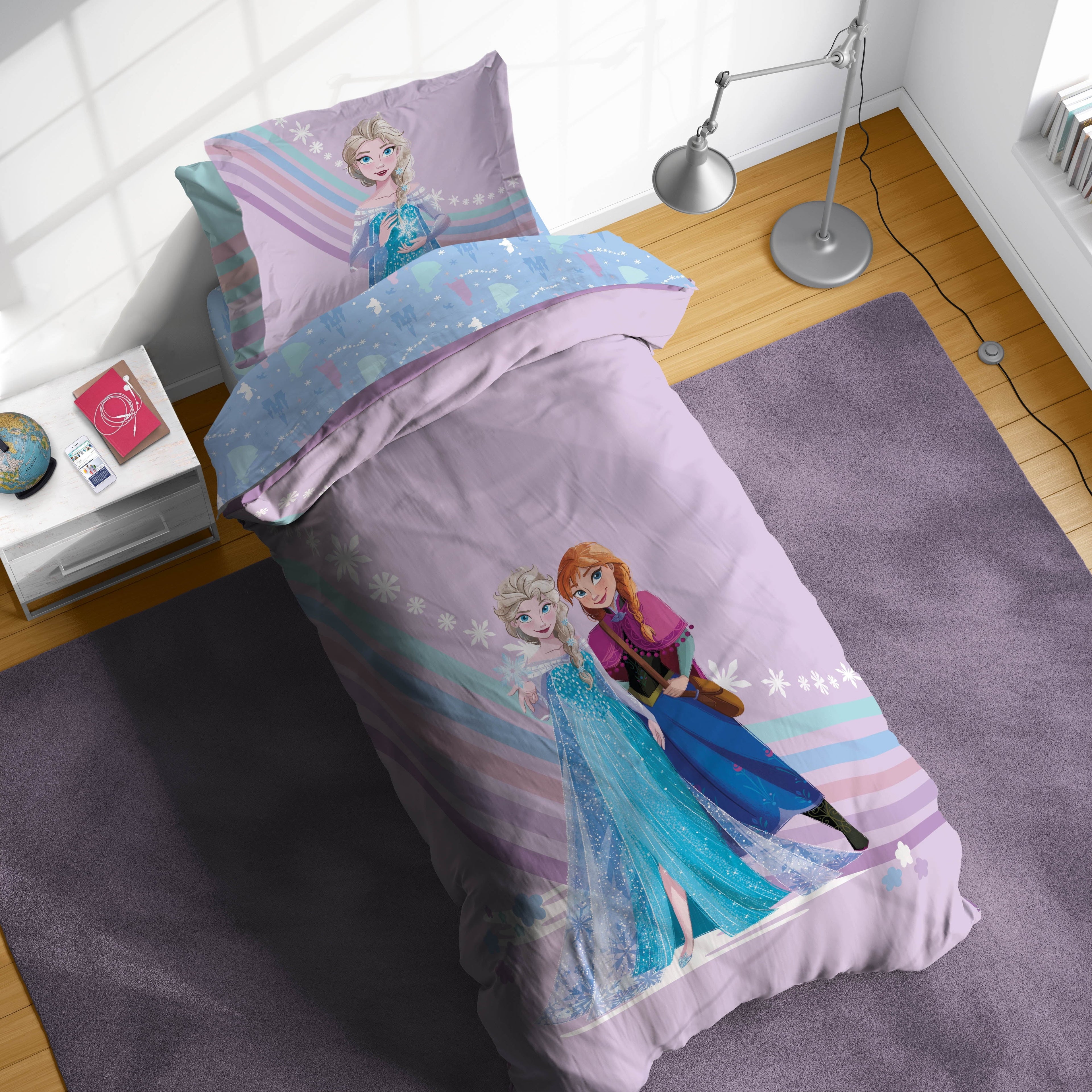 Hypoallergenic Cloud The Poet Inside 5 Piece Twin Size Kids Comforter Set wth Sham - Super Soft Elsa Bed Set for Kids - Cloud-Like Soft Lightweight Bed Comforter Detail