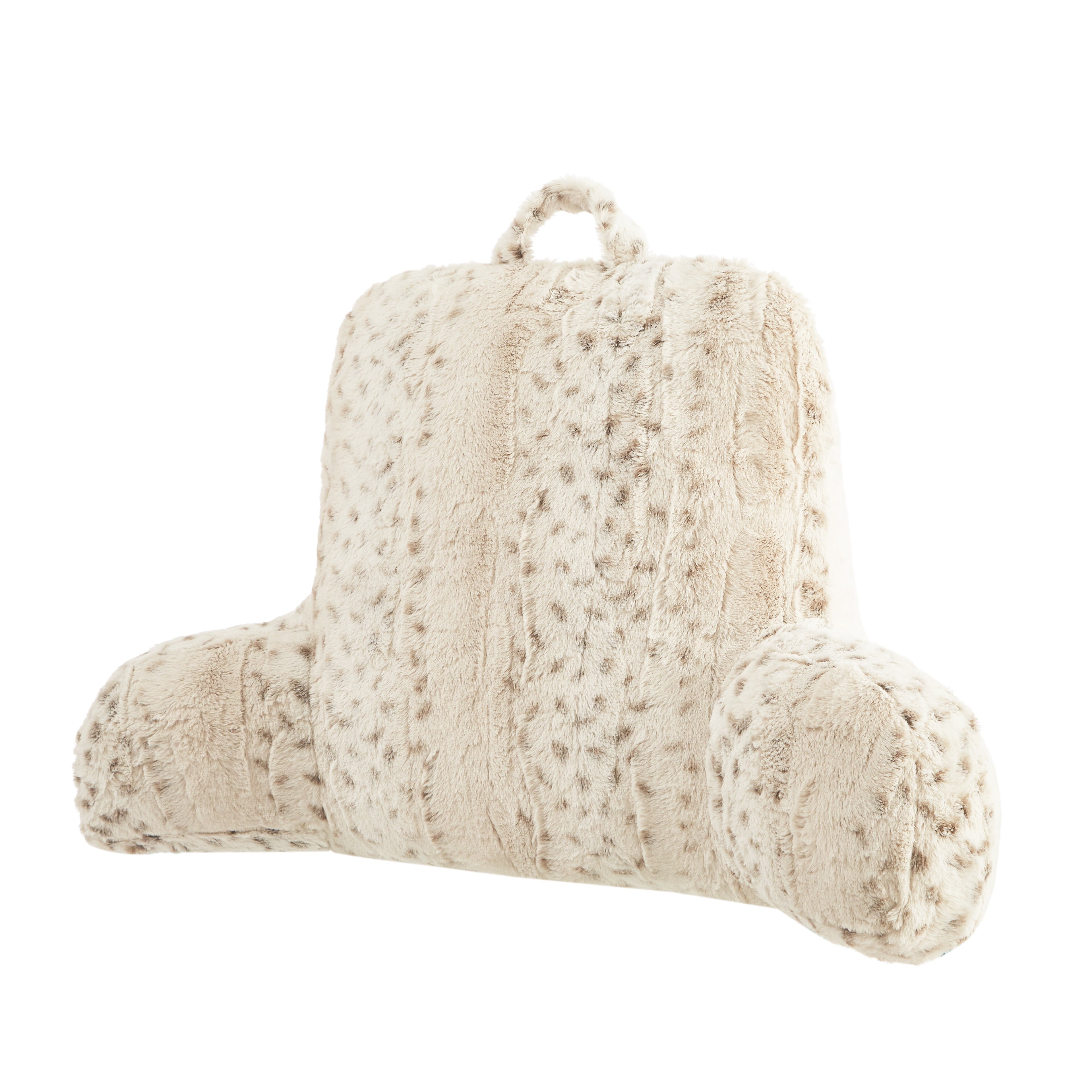 Fluffy Shredded Faux Fur Backrest Pillow for Adults, 23"x 30" Snow Leopard - Ergonomic Memory Foam Pillow for Neck Pain Support Detail