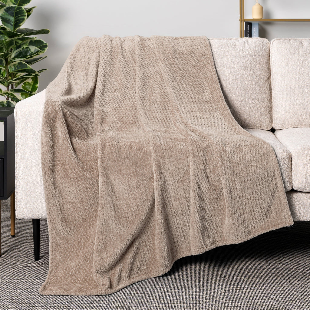Reversible Sherpa Soft Fleece Taupe Tan Throw Blanket for Couch, Lightweight Plush Warm Blankets for Bed, Fuzzy Cozy Flannel Blanket Th... - Lightweight Plush Warm Blanket for All Seasons Detail