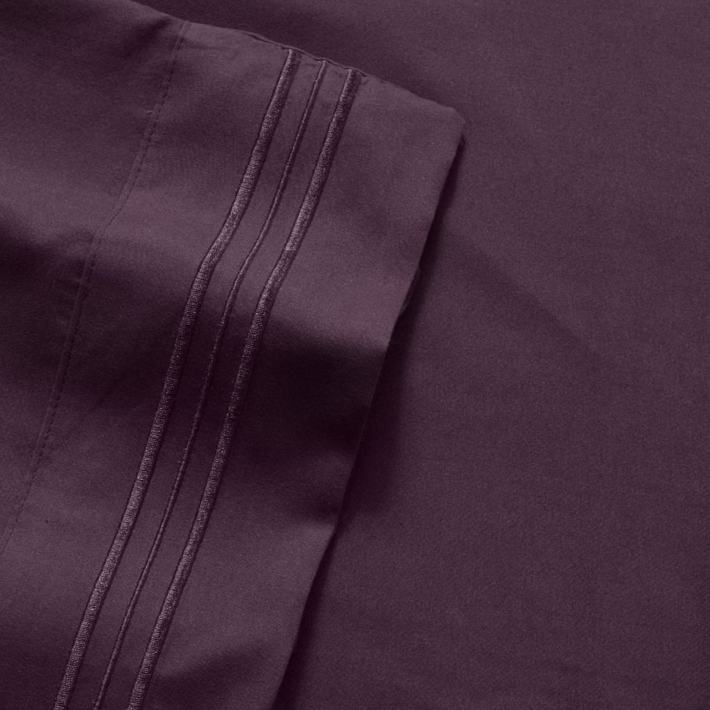 Breathable Luxury 1800 Series Bed Sheets - Extra Soft Microfiber Deep Pocket Sheet Set - Purple, Full - Premium Ultra-Soft Pillowcase Pair for Sleeping Detail