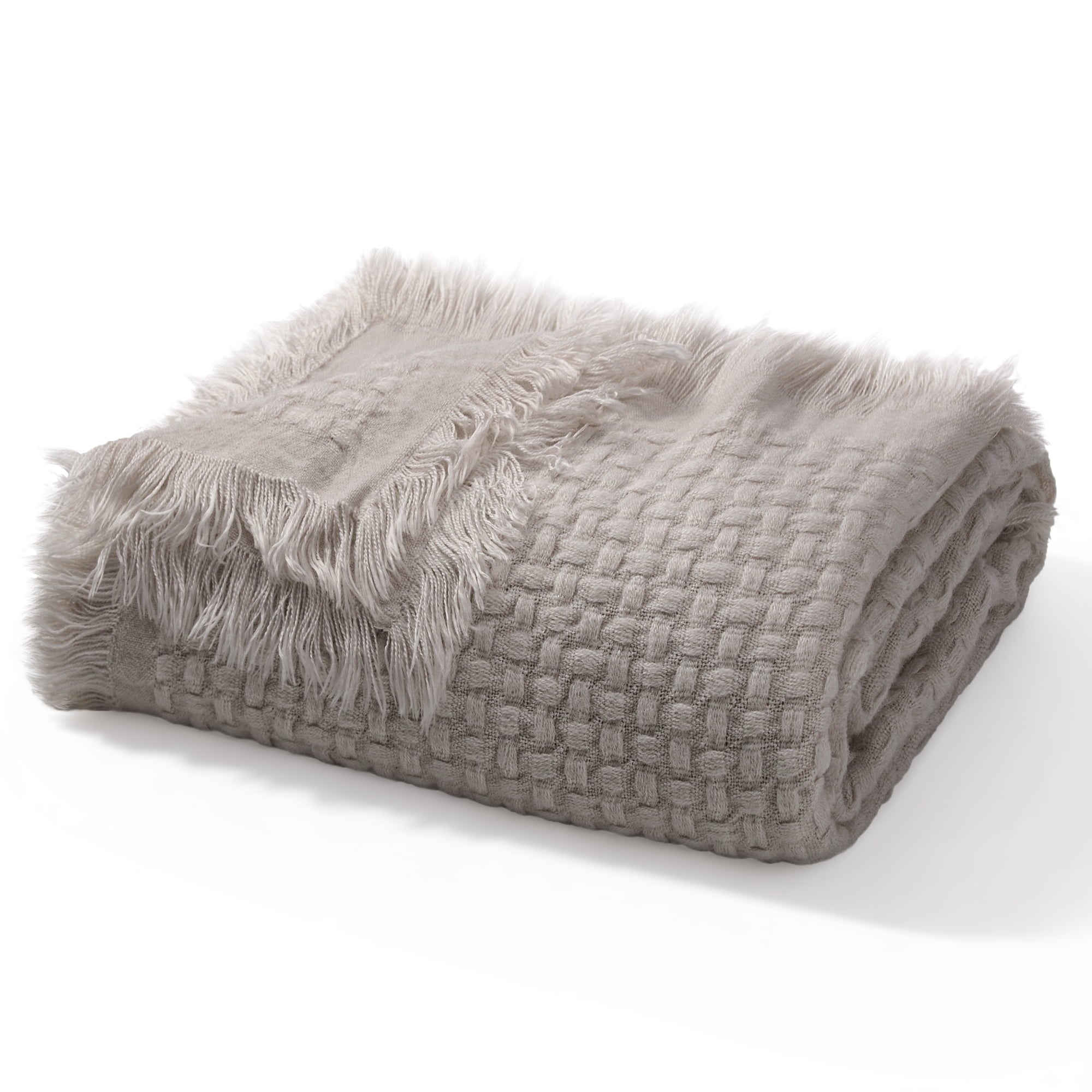 Cozy Fleece Knitted Throw Blanket with Fringes for Couch, Soft and Warm Textured Throw for All Season, Lightweight Breathable Roo... - Lightweight Plush Warm Blanket for All Seasons Detail