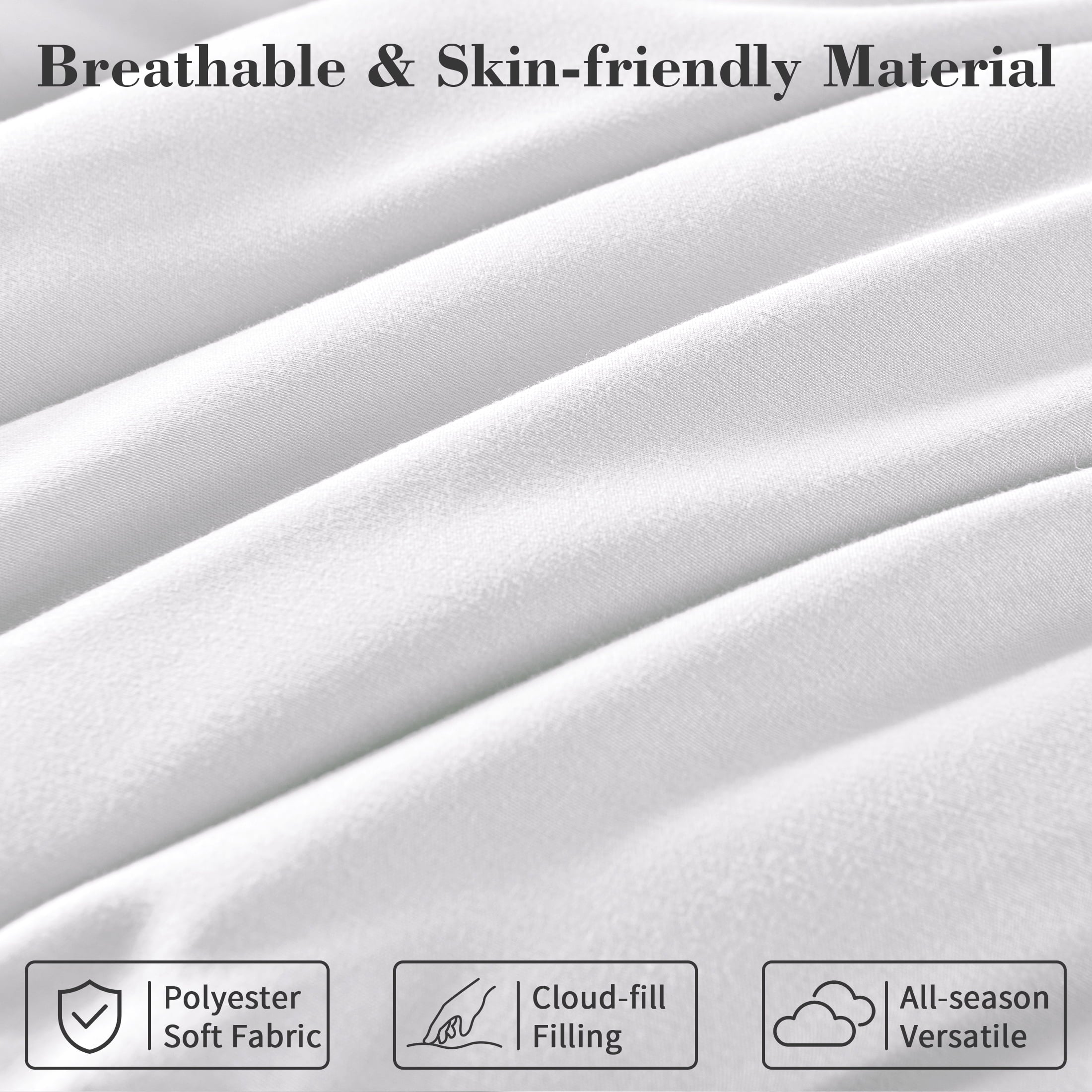 Hypoallergenic Cloud 3-Piece Queen Comforter Set - All-Season Down Alternative Bedding Bundle with 2 Pillow Shams, Premium Soft Bedding Se... - Cloud-Like Soft Lightweight Bed Comforter Detail