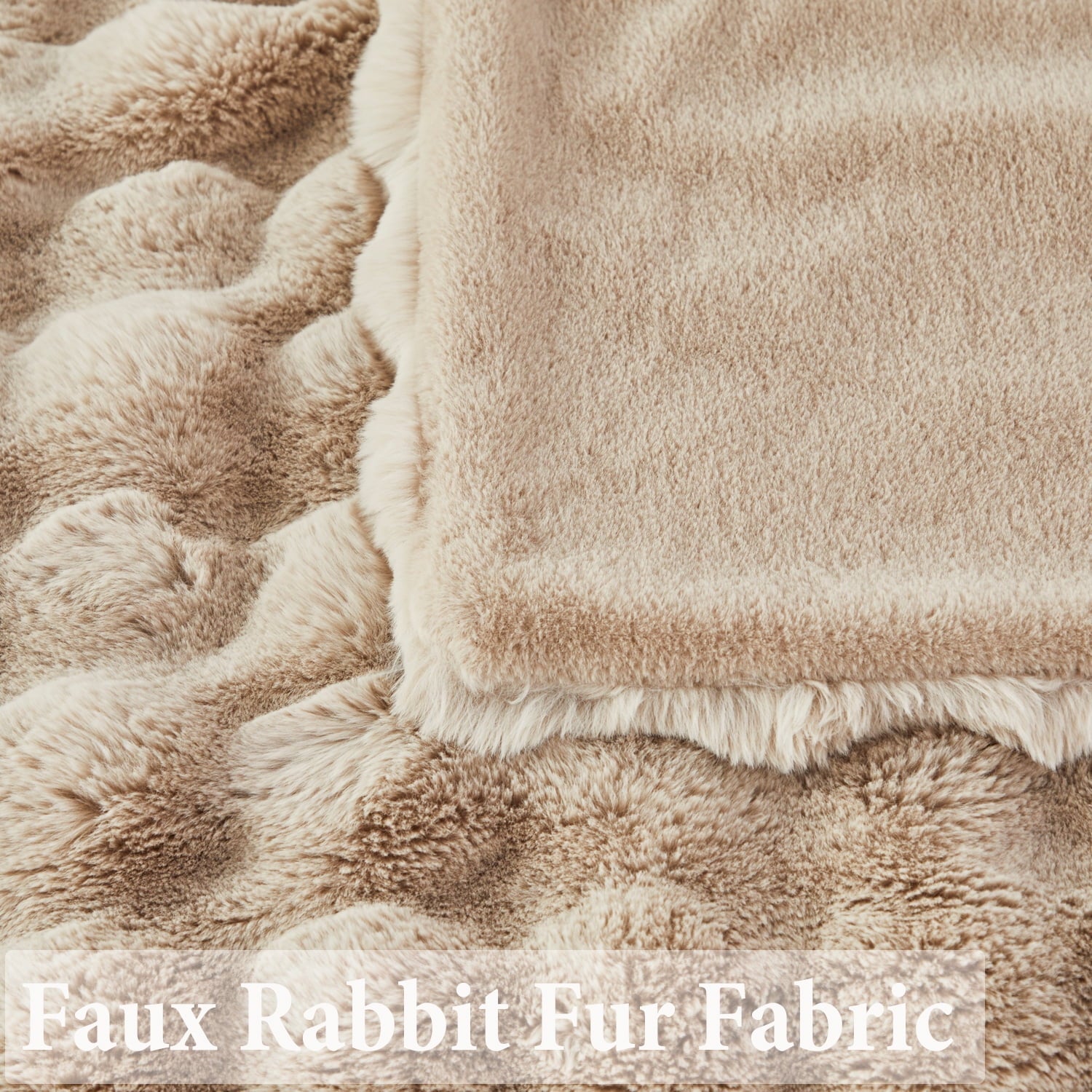 Reversible Sherpa Taupe Faux Fur Bubble Blankets for Couch Chair Sofa Luxury Fluffy Thick Bubble Throw Blanket Furry Blanket Fuzzy Soft... - Cozy Fleece Throw Blanket for Couch & Bed Detail