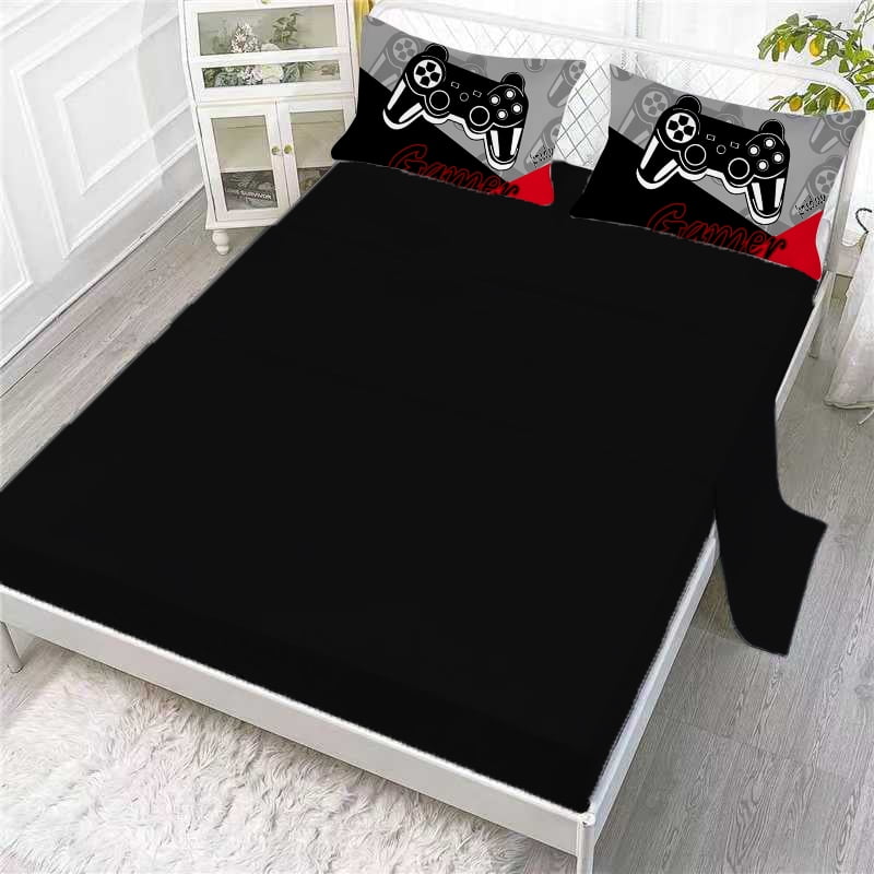 Hypoallergenic Cloud Gaming Comforter for Kids Boys Teens Video Game Bedding Set Gamer Comforter Gamepad Comforter Set Full Size Red Black... - Luxurious Quilted Duvet Cover Set Detail