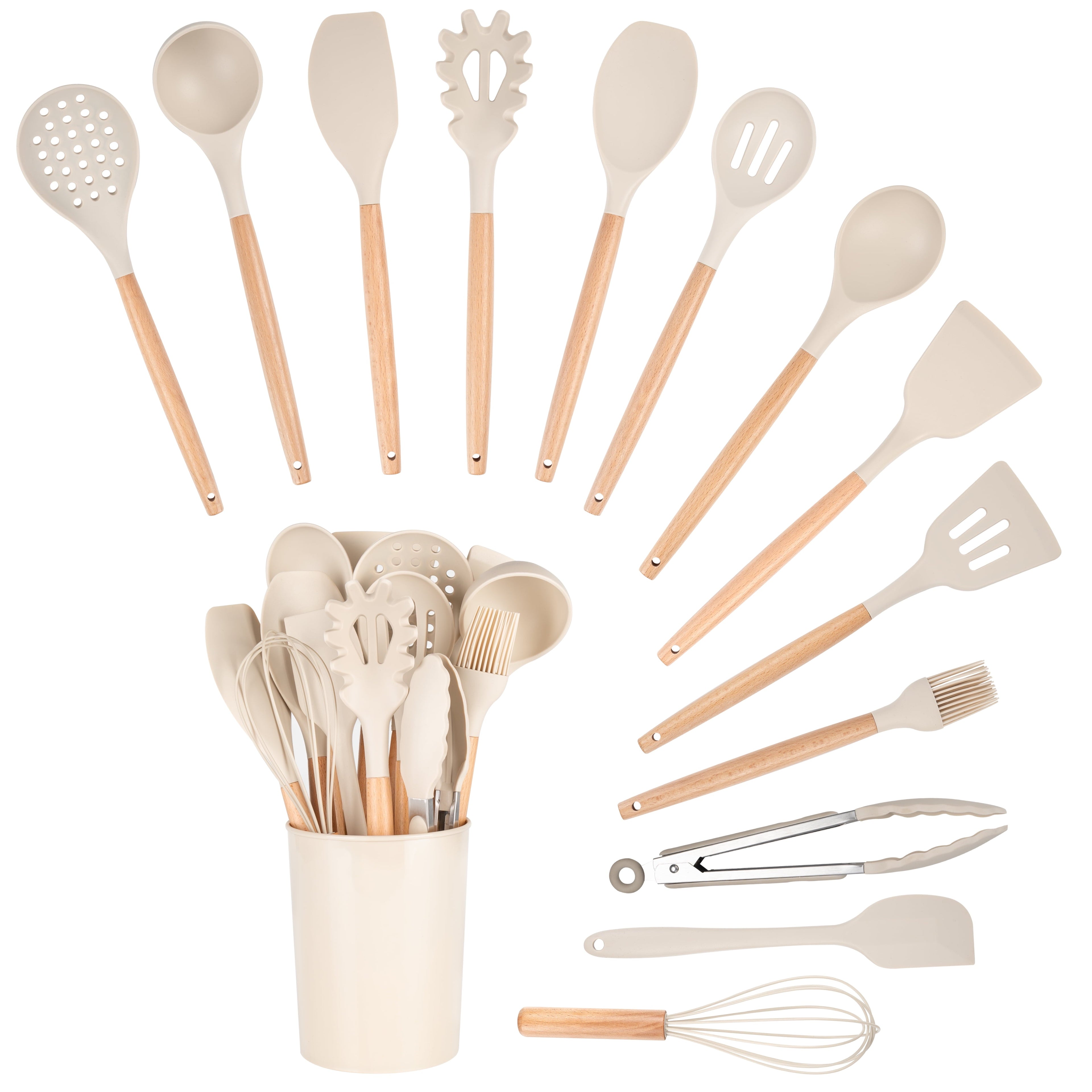 Heat-Resistant 14pcs Cooking Utensil Set with Caddy - Durable Turner & Ladle Utensil Set for Home Chefs Detail