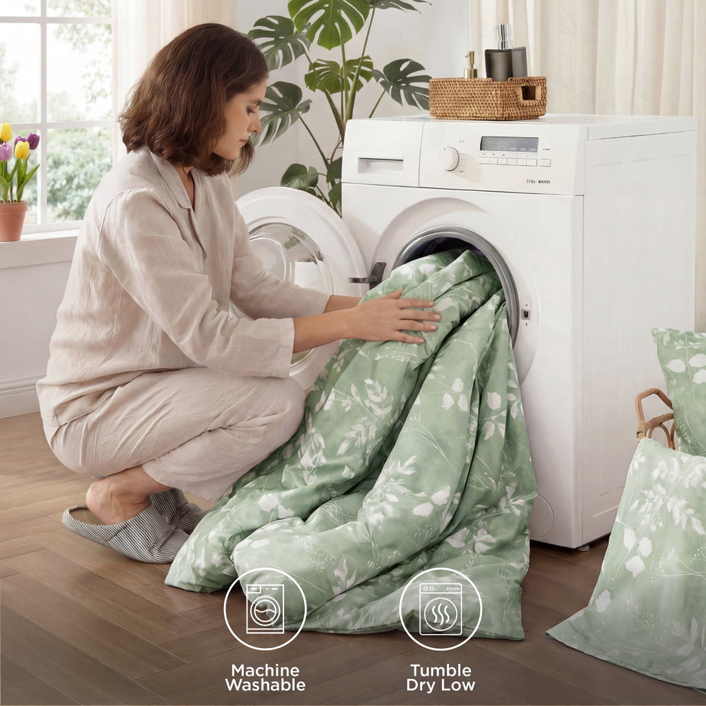 Luxurious Quilted Queen Comforter Set Sage Green, Bed in a Bag Queen Size Bedding, 7-Pieces Botanical Flowers Spring Comforter, Sheets,... - Hypoallergenic Ultra-Fluffy Quilt for Winter Detail