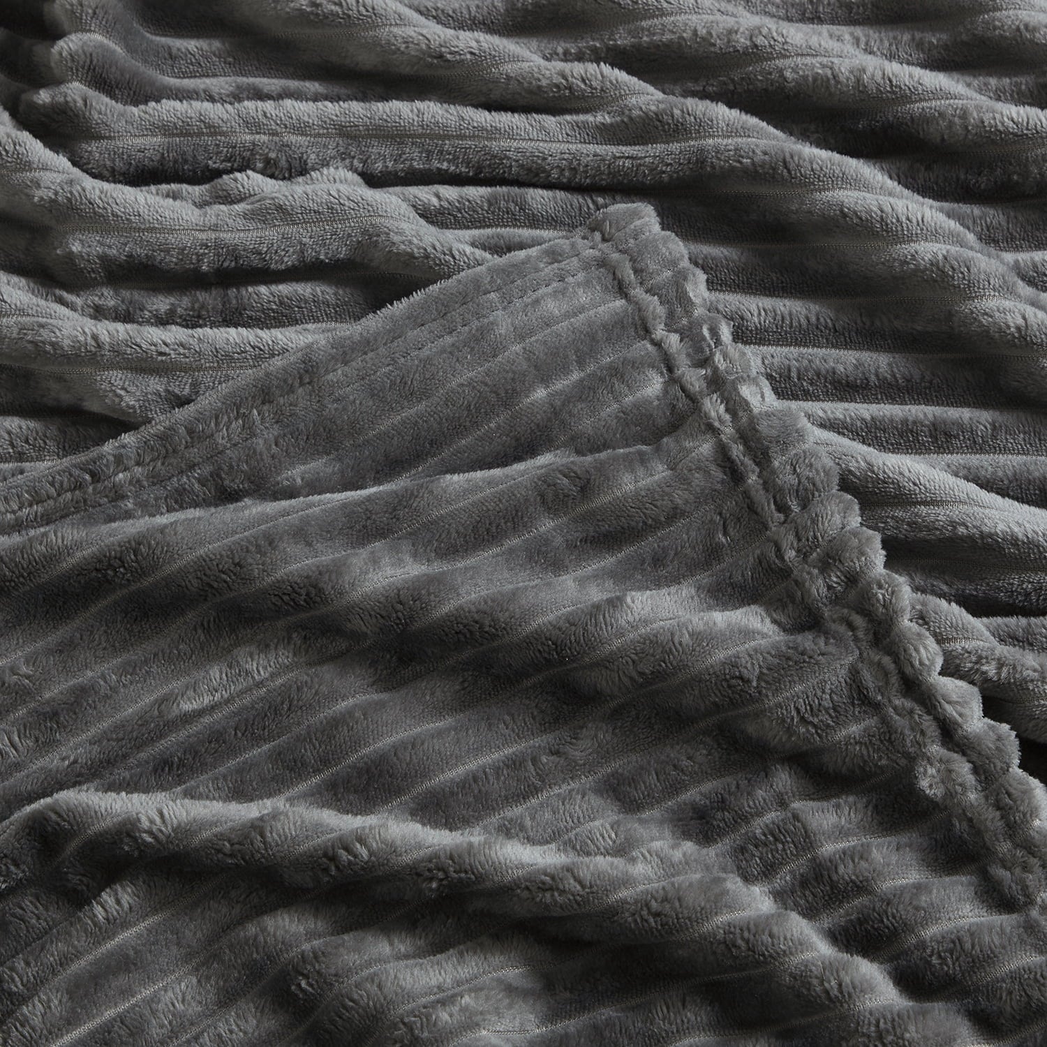 Reversible Sherpa Cut Plush Fleece Blanket, Soft Lightweight Fuzzy Luxury Throw Size Bed Blankets for Bed, Throw, Gray - Luxury Knitted Decorative Throw Blanket with Fringes Detail