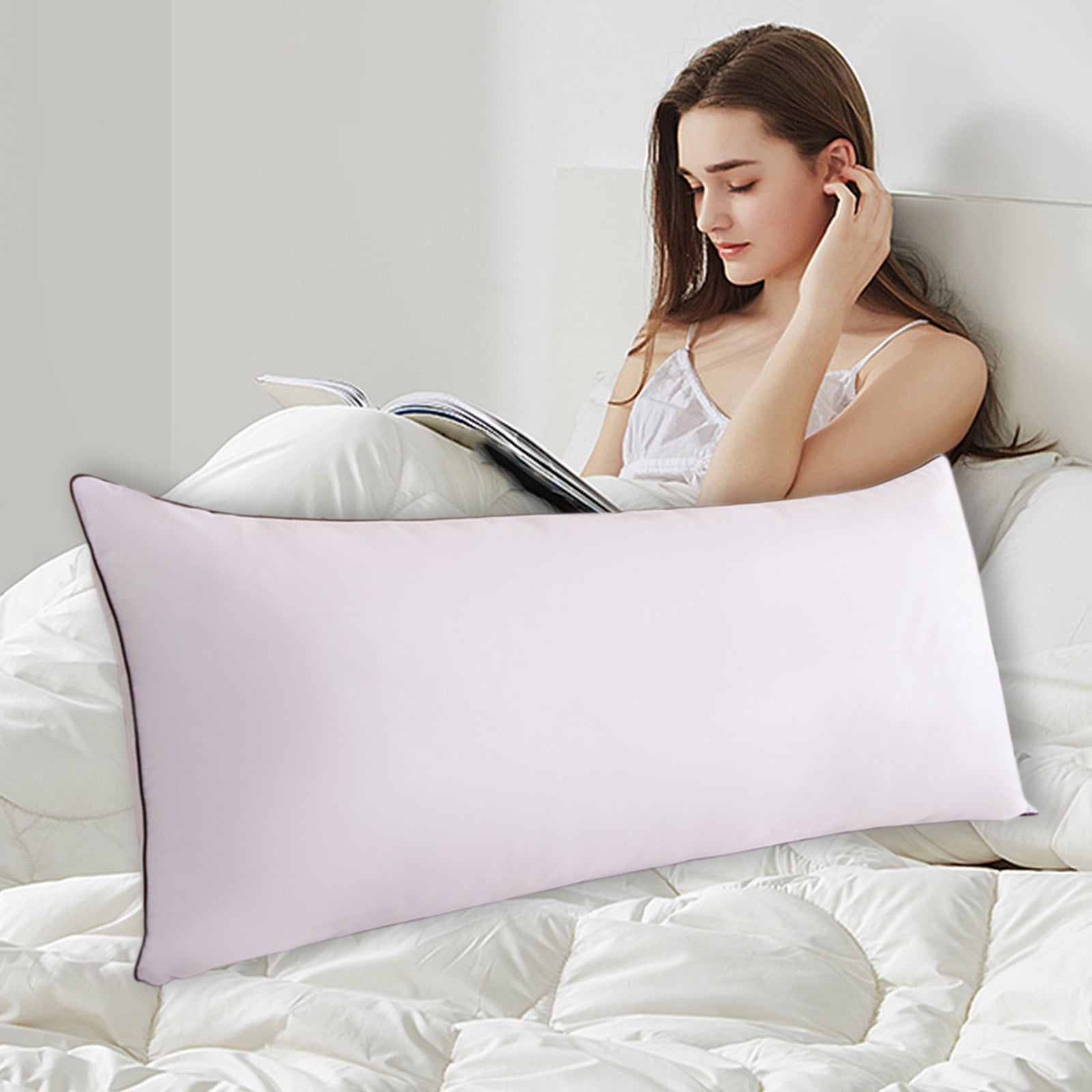 Ergonomic Memory Foam Long Pillows For Bed King Clearance! 100*48cm White Gentle Support Soybean Pillow, Comfortable Breathable Bed Pillows... - Ergonomic Memory Foam Pillow for Neck Pain Support Detail