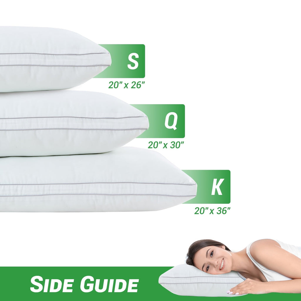 Decorative Plump 2 Pack Pillows for Bed, Standard Size Pillows Insert for Side and Back Sleepers, Soft Down Alternative Microfiber Fil... - Orthopedic Shredded Foam Bed Pillow Set Detail