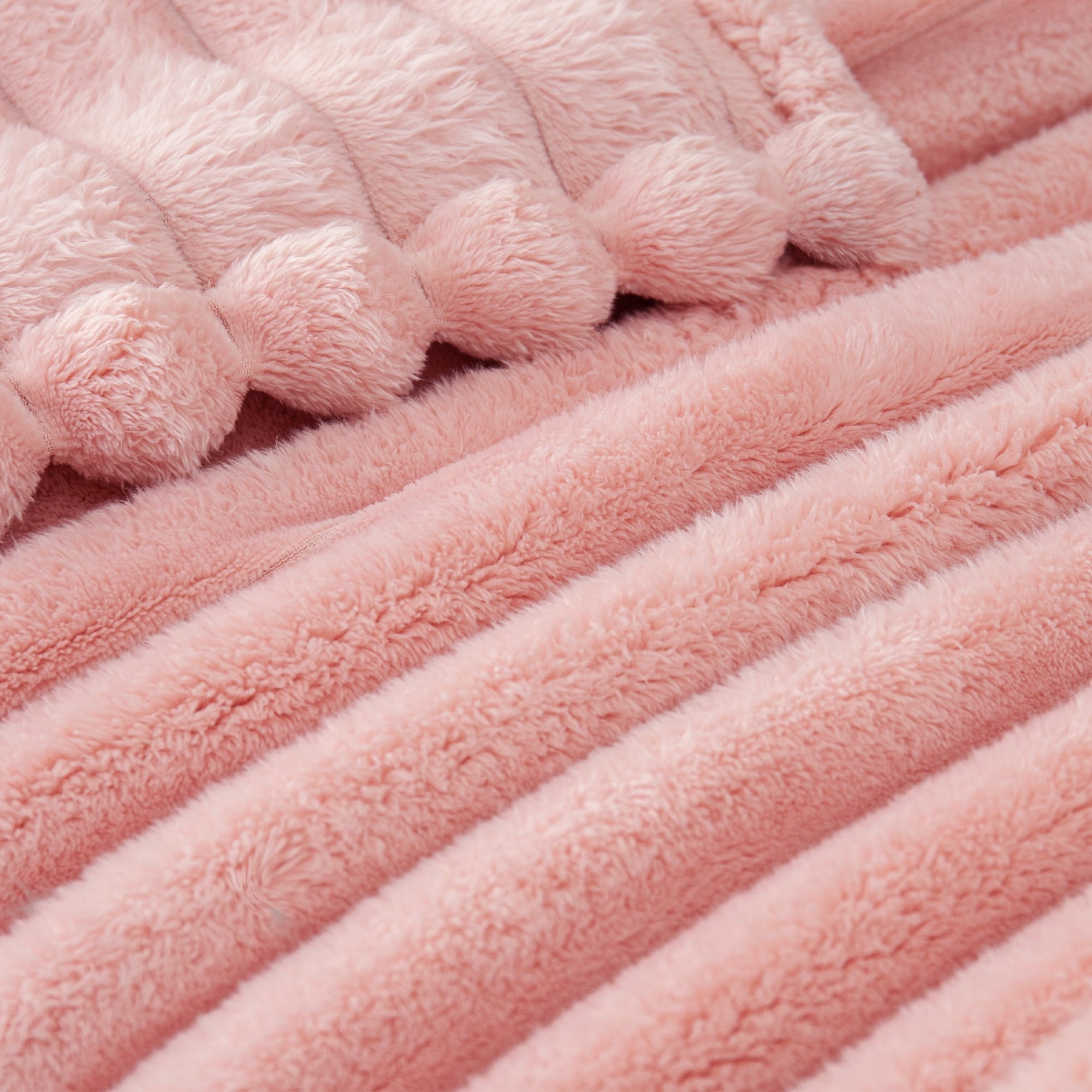 Decorative Knitted Fleece Throw Blanket for Couch, Super Soft 3D Striped Jacquard Blanket, Lightweight Fuzzy Cozy Blankets, Pink, 50"x60" - Super Soft Reversible Sherpa Flannel Blanket Detail