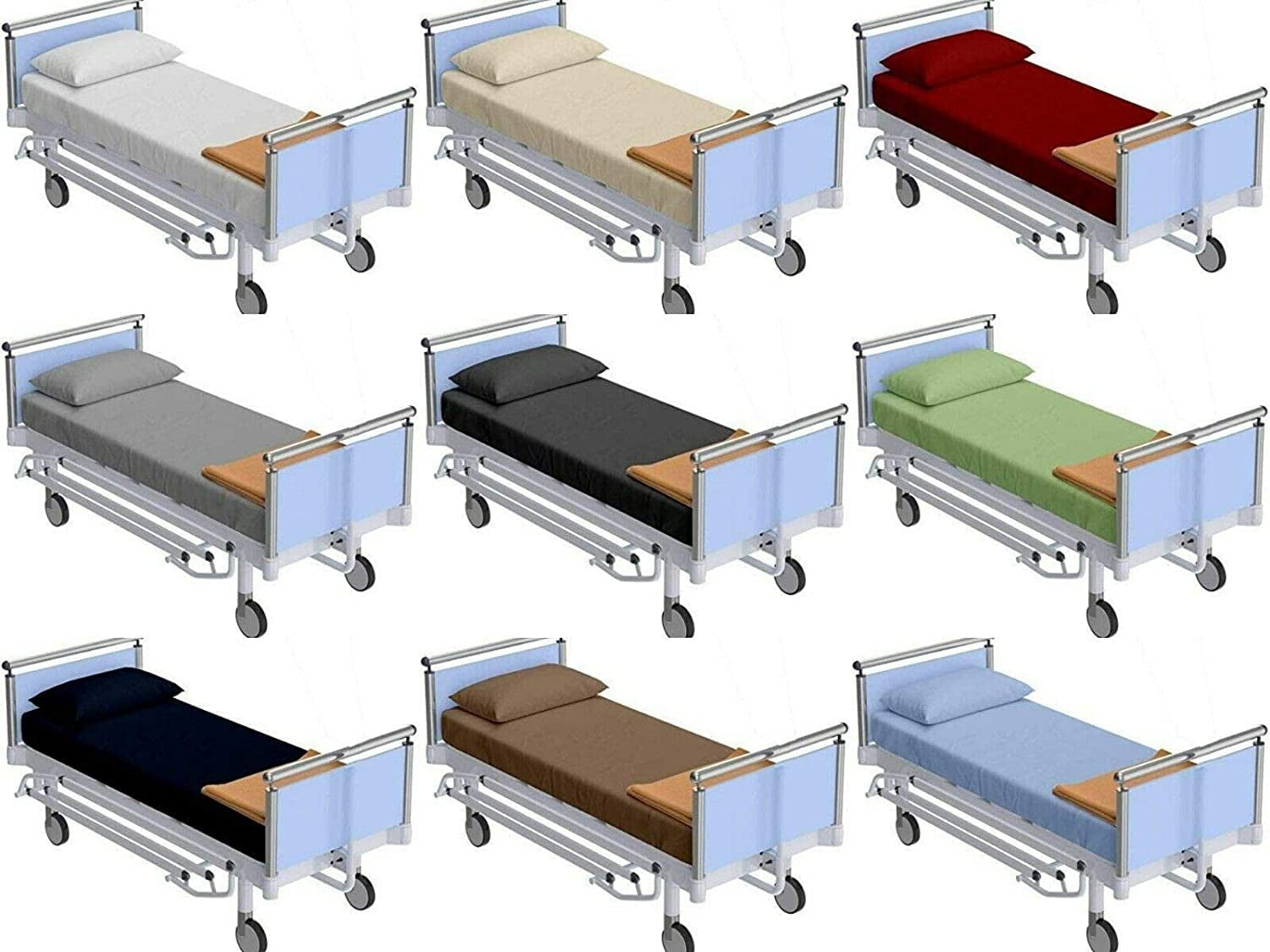 Cooling Sateen 100% Cotton Hospital Bedsheets Set - 1 Flat Sheet, 1 Fitted Sheet (10" Inch) Deep Pocket, 1 Pillowcase, Best & Comfor... - Cooling Hotel Quality Bedding Sheets and Pillowcases Detail