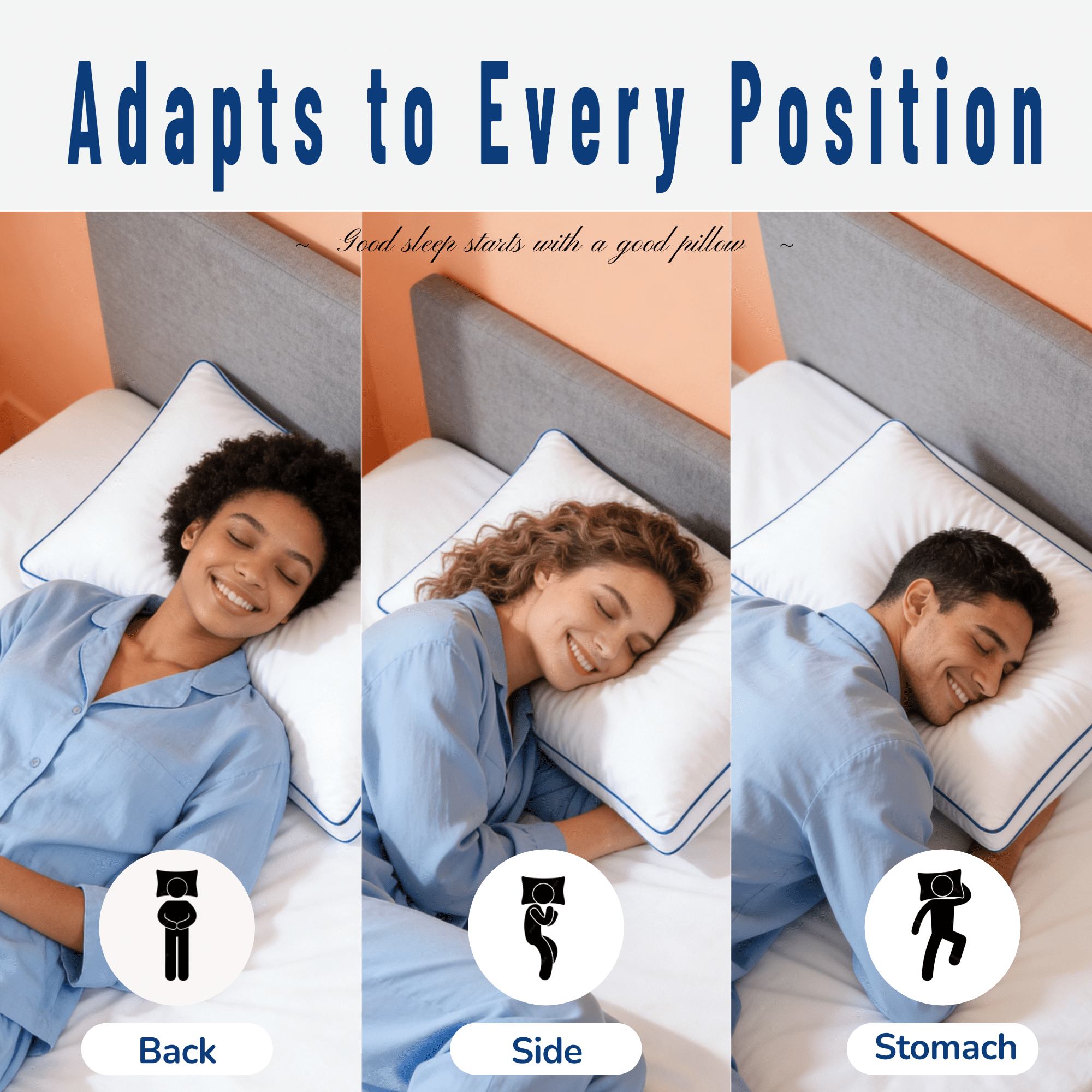 Ergonomic Memory Foam Pillows Queen Size Set of 2 Bed Pillows 2 Pack Down Alternative Hotel Pillows for Side Sleepers and Back Sleepers Gus... - Orthopedic Shredded Foam Bed Pillow Set Detail