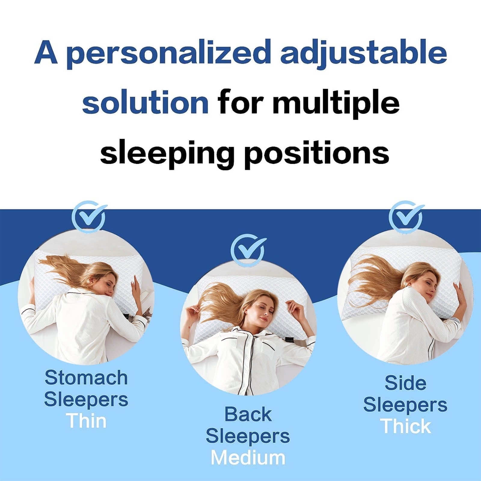 Ergonomic Memory Foam Cooling Shredded Memory Foam Bed Pillows Adjustable Firm Support Pillow for Side and Back Sleepers Curved Pillows Set... - Hotel Quality Plush Sleeping Pillows Detail