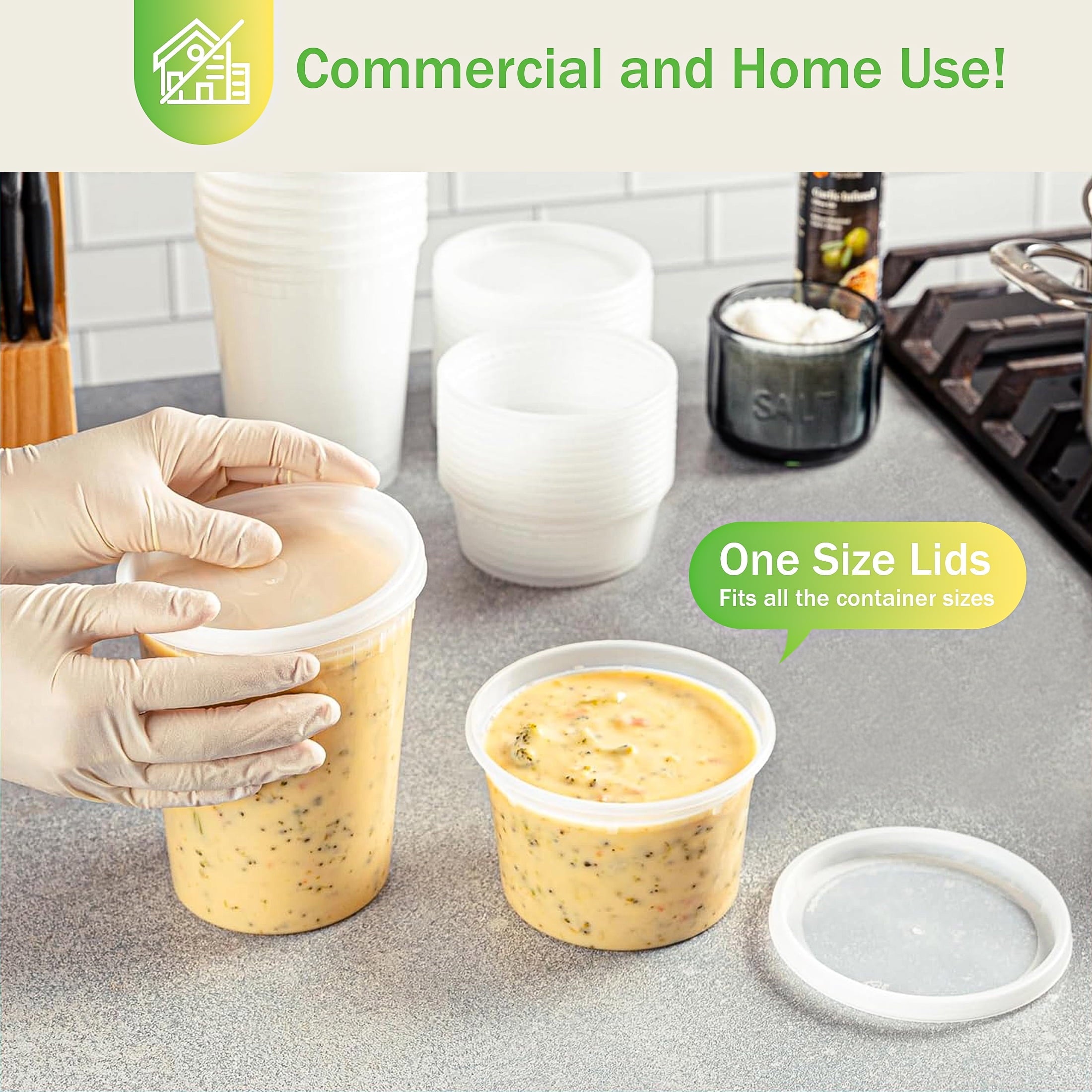 Fun Food Fidget 32oz Deli Containers with Lids 50 Sets, Food Storage Containers with Lids, Soup Containers with Lids, Stackable Plast... - Deliciously Soft Cupcake Sensory Glob Detail