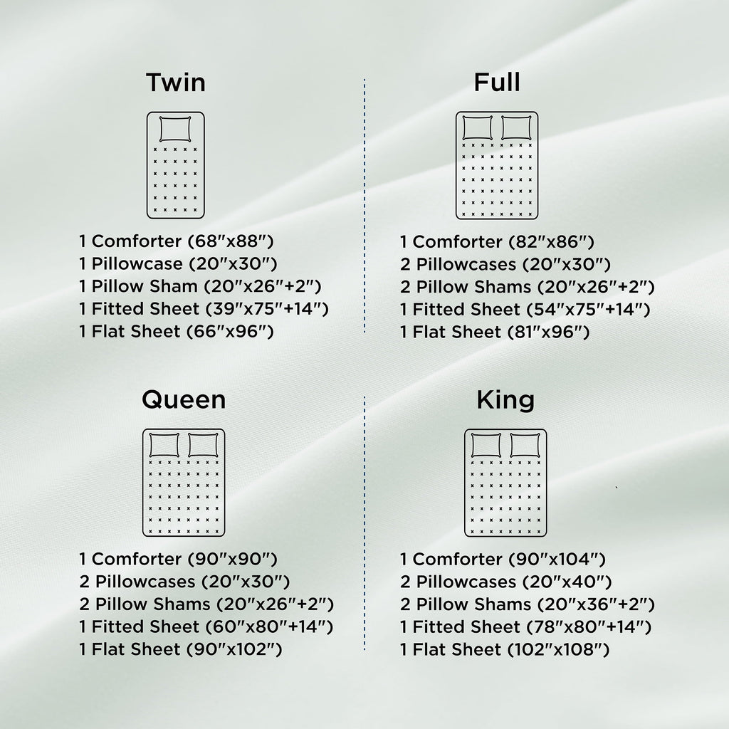 Luxurious Quilted Queen Comforter Set Sage Green, 7 Pieces Lightweight Queen Bedding Sets, Contrasting Design - All-Season Down Alternative Comforter Insert Detail