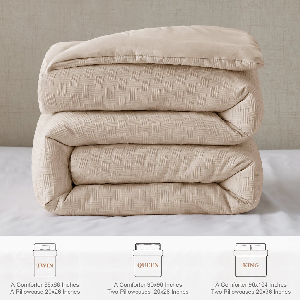 Luxurious Quilted 3-Piece Jacquard Braid Ultra Soft King Comforter Set, Luxury Reversible Microfiber Oversized Comforters Bedding Set w... - All-Season Down Alternative Comforter Insert Detail