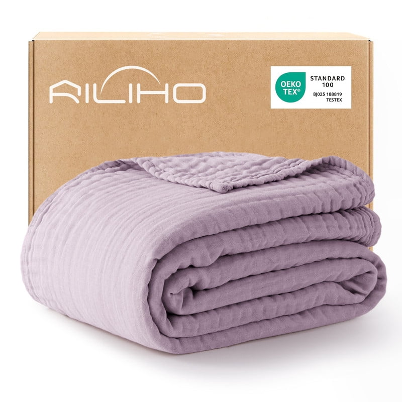 Decorative Knitted 100% Cotton Muslin Blanket Large 50" x 70", 6 Layers Lightweight and Breathable Throw Blankets for Couch, Soft Coolin... - Luxury Knitted Decorative Throw Blanket with Fringes - Default Title