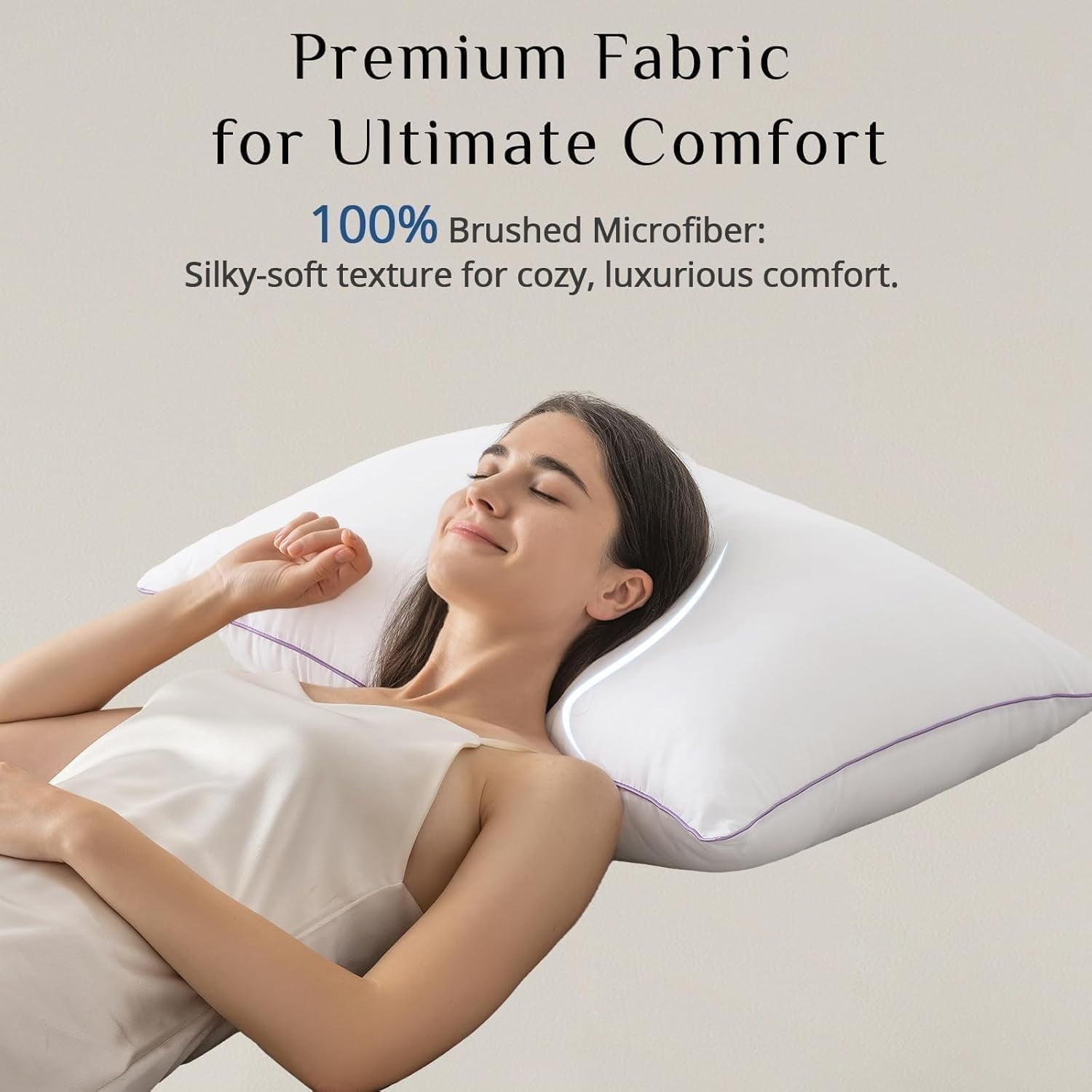 Hotel Collection Set of 4, Cooling and Supportive Bed with Super Soft Down Alternative Fill, Luxury Fluffy Hotel Quality for Side, Bac... - Orthopedic Shredded Foam Bed Pillow Set Detail