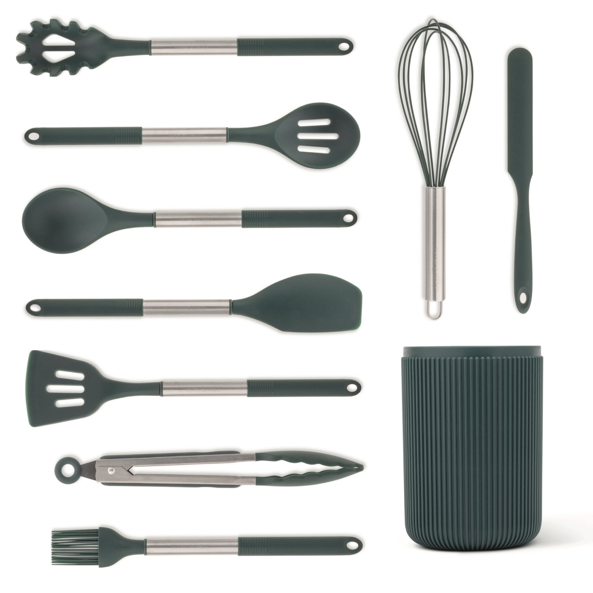 High-Precision 10-Piece Silicone Gadget Set - Green - Heavy Duty Stainless Steel Kitchen Shears Detail