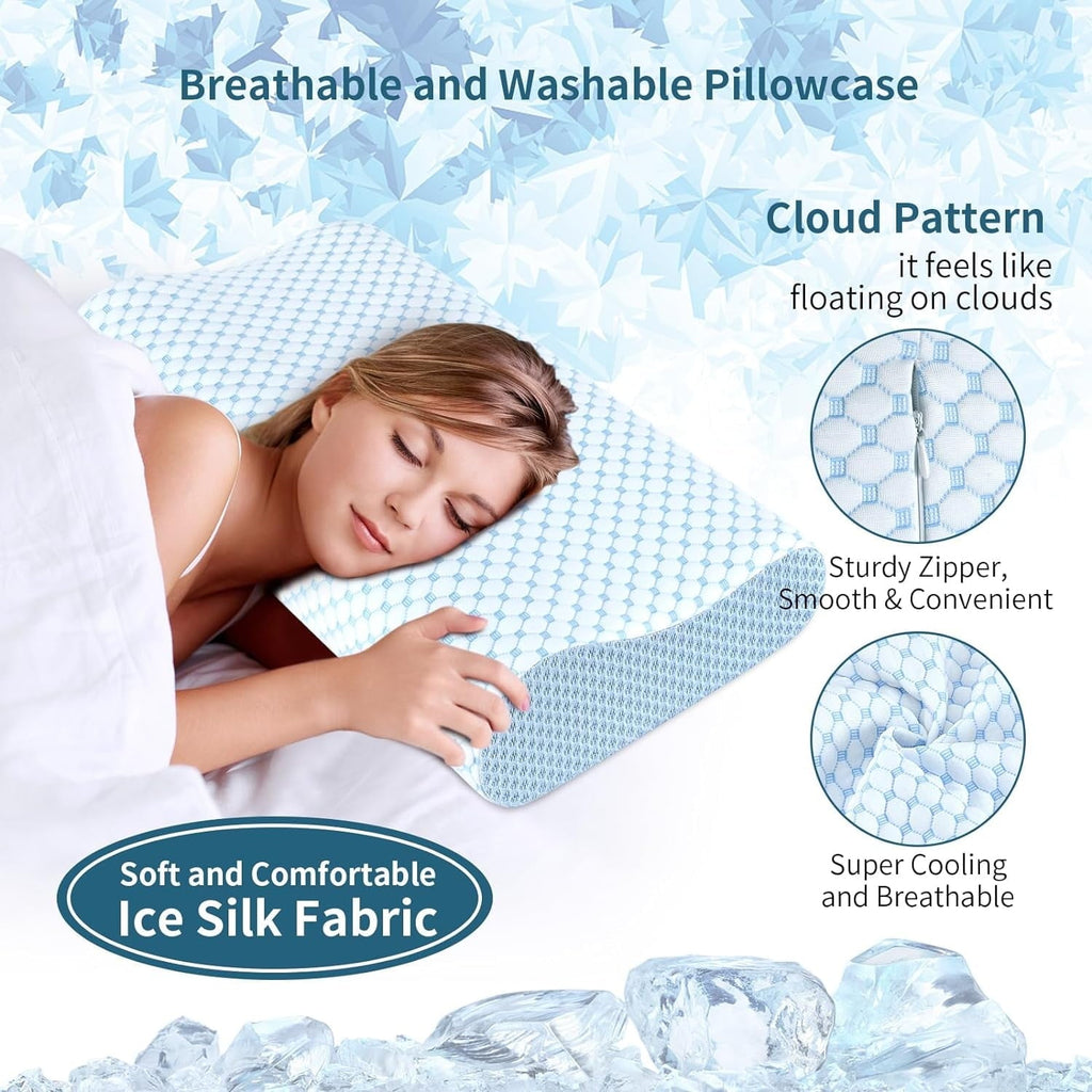 Hotel Collection for Neck Pain Relief, Contour Memory Foam s for Sleeping, Odorless Ergonomic Adjustable Orthopedic Cooling Bed Neck S... - Hotel Quality Plush Sleeping Pillows Detail