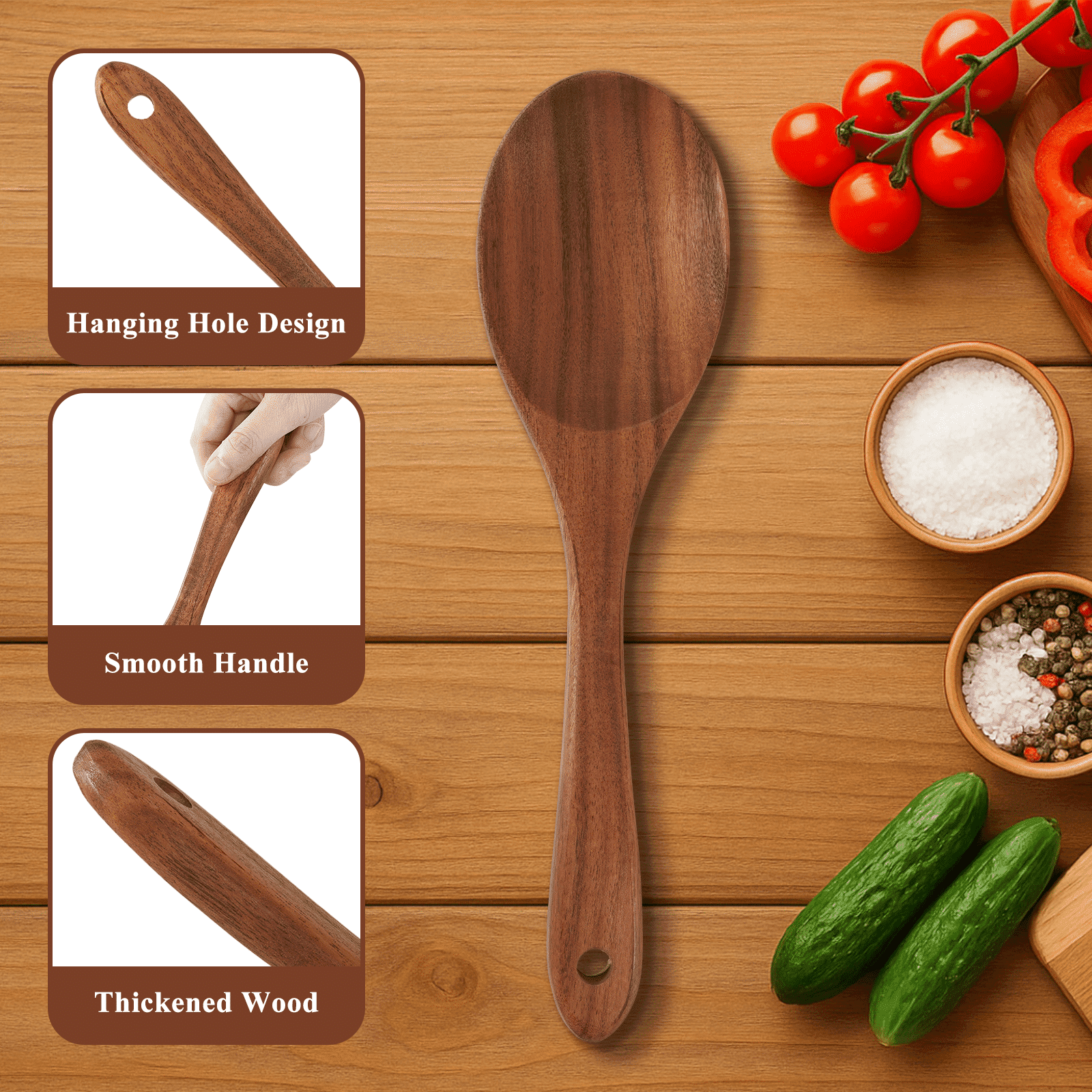 Ergonomic Cooking Wooden Spoons for Cooking, 8 Pcs Natural Wooden Utensil for Cooking with Non-Stick, Heat Resistant, Wood... - Heat-Resistant Silicone Cooking Spatula Turner Detail