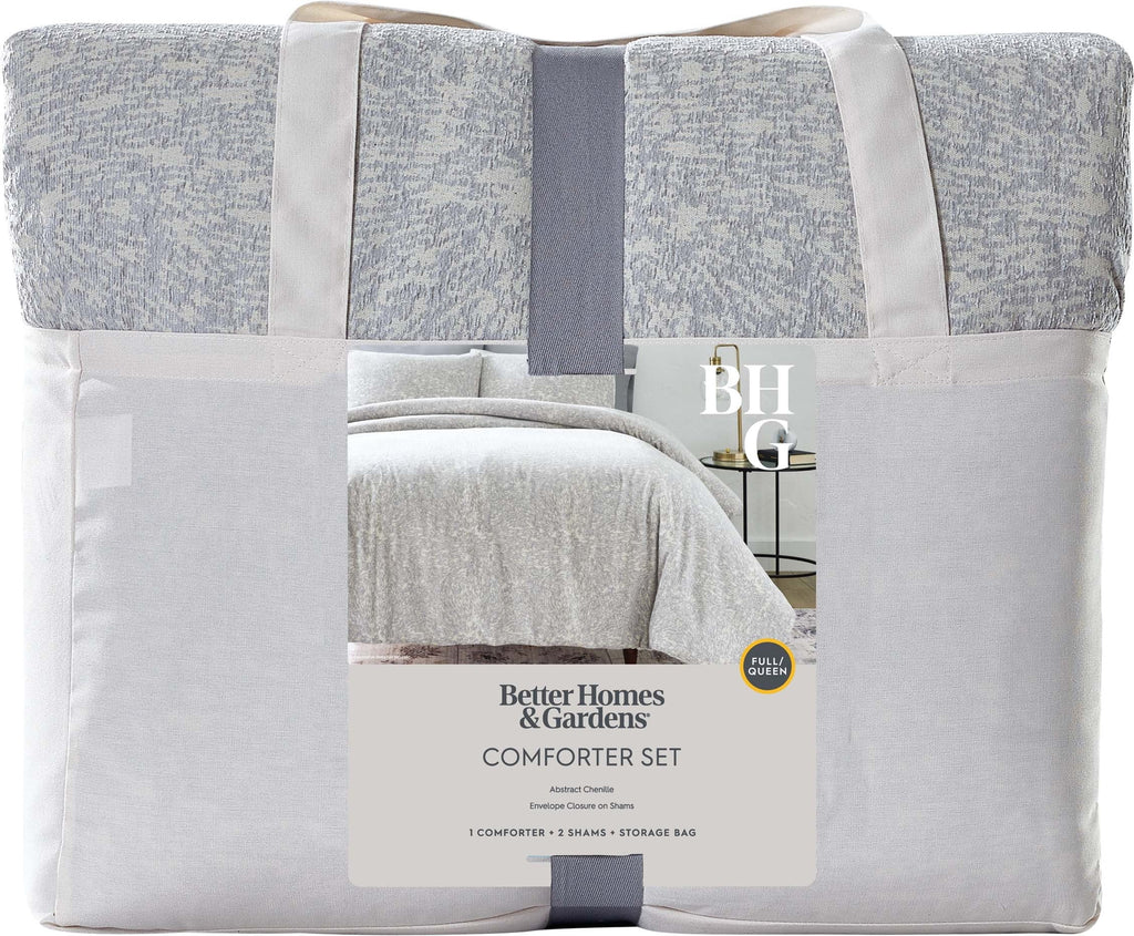 Luxurious Quilted Better Homes & Garden Grey Chenille 3-Piece Comforter Set, Full/Queen, All Ages - Luxurious Quilted Duvet Cover Set Detail