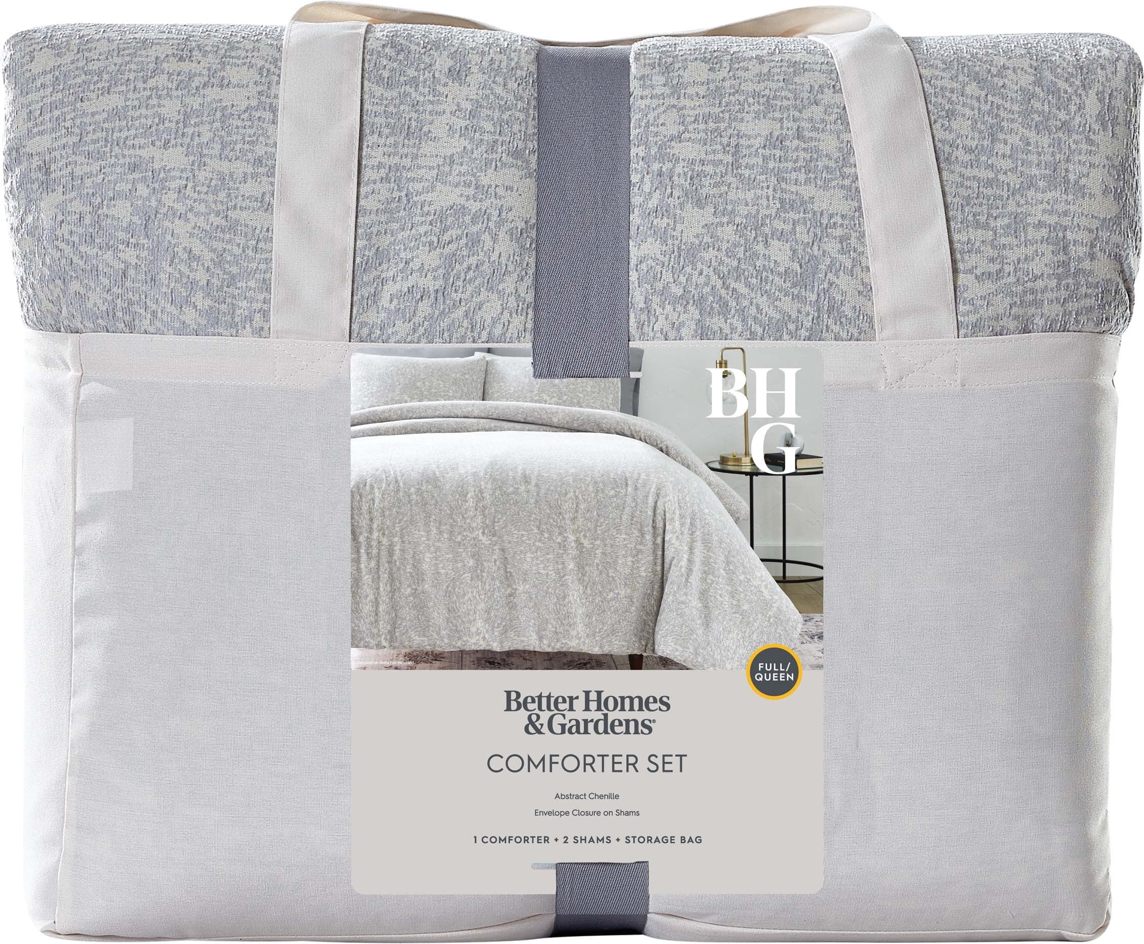 Luxurious Quilted Better Homes & Garden Grey Chenille 3-Piece Comforter Set, Full/Queen, All Ages - Luxurious Quilted Duvet Cover Set Detail