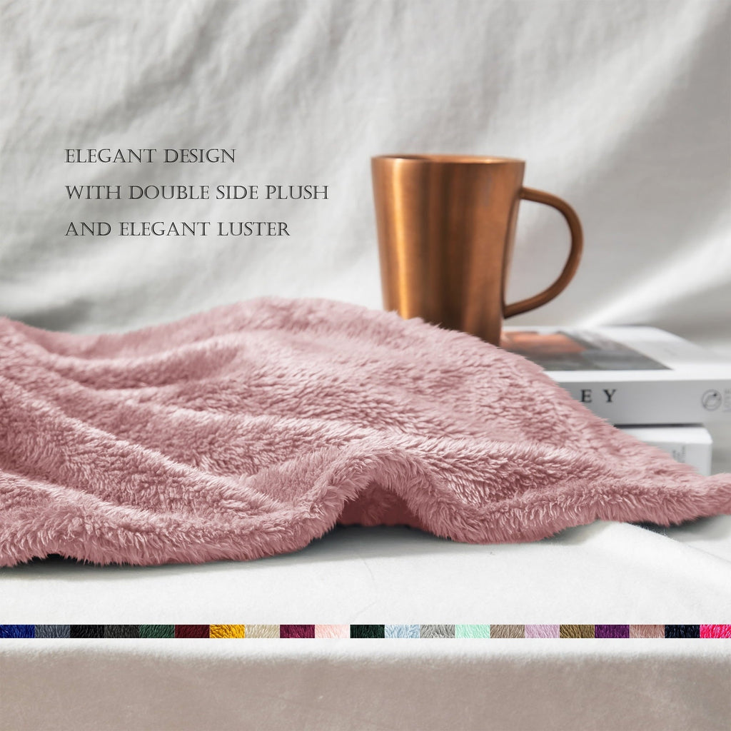Super Soft Flannel Plush Fuzzy Large Fleece Throw Blanket (50" x 70", Dusty Pink)- Soft, Warm and Lightweight - Cozy Fleece Throw Blanket for Couch & Bed Detail