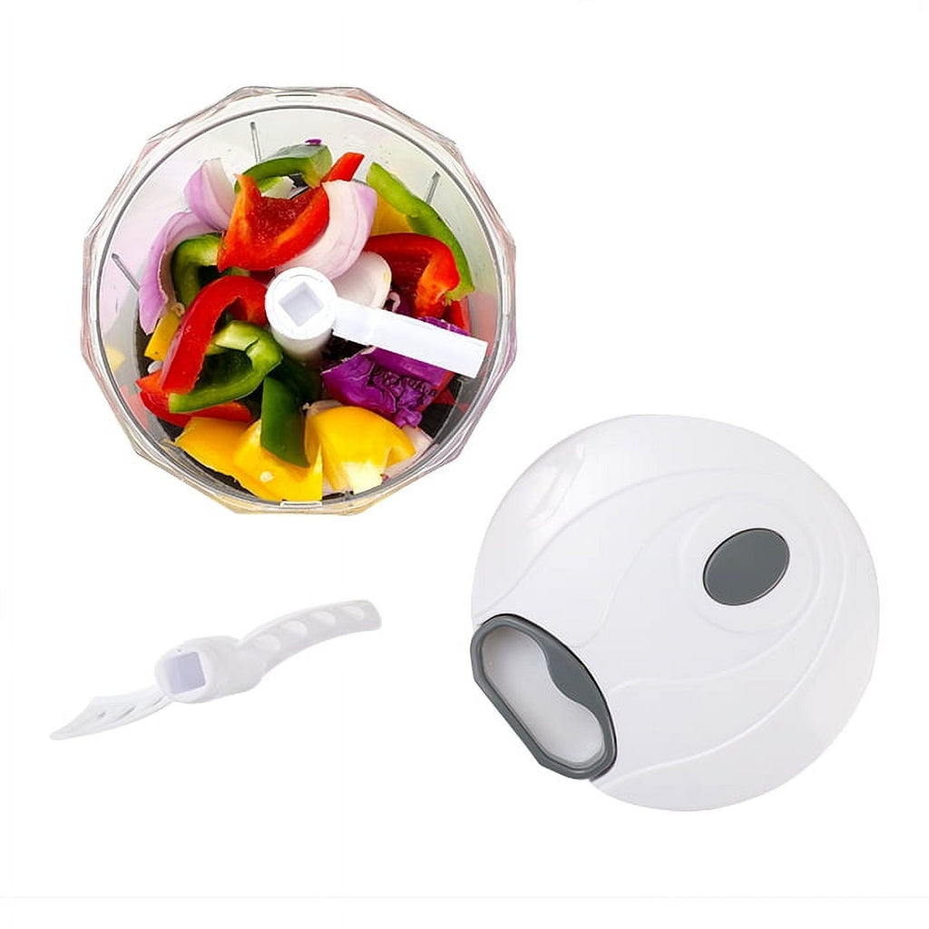 Time-Saving 1qt Quick Pull Chopper, BPA free , SS Blades, Food Contact Safe Material , White & Grey, Weight 320g - Kitchen Gadget Tool for Quick Food Prep Detail