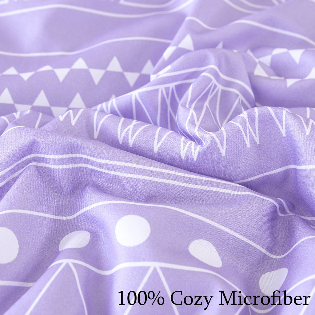 All-Season 8-Pieces Boho Bedding Set Full Lavender Striped Bed in a Bag for Girls Women Soft Fluffy Purple Comforter Set with Sh... - Cloud-Like Soft Lightweight Bed Comforter Detail