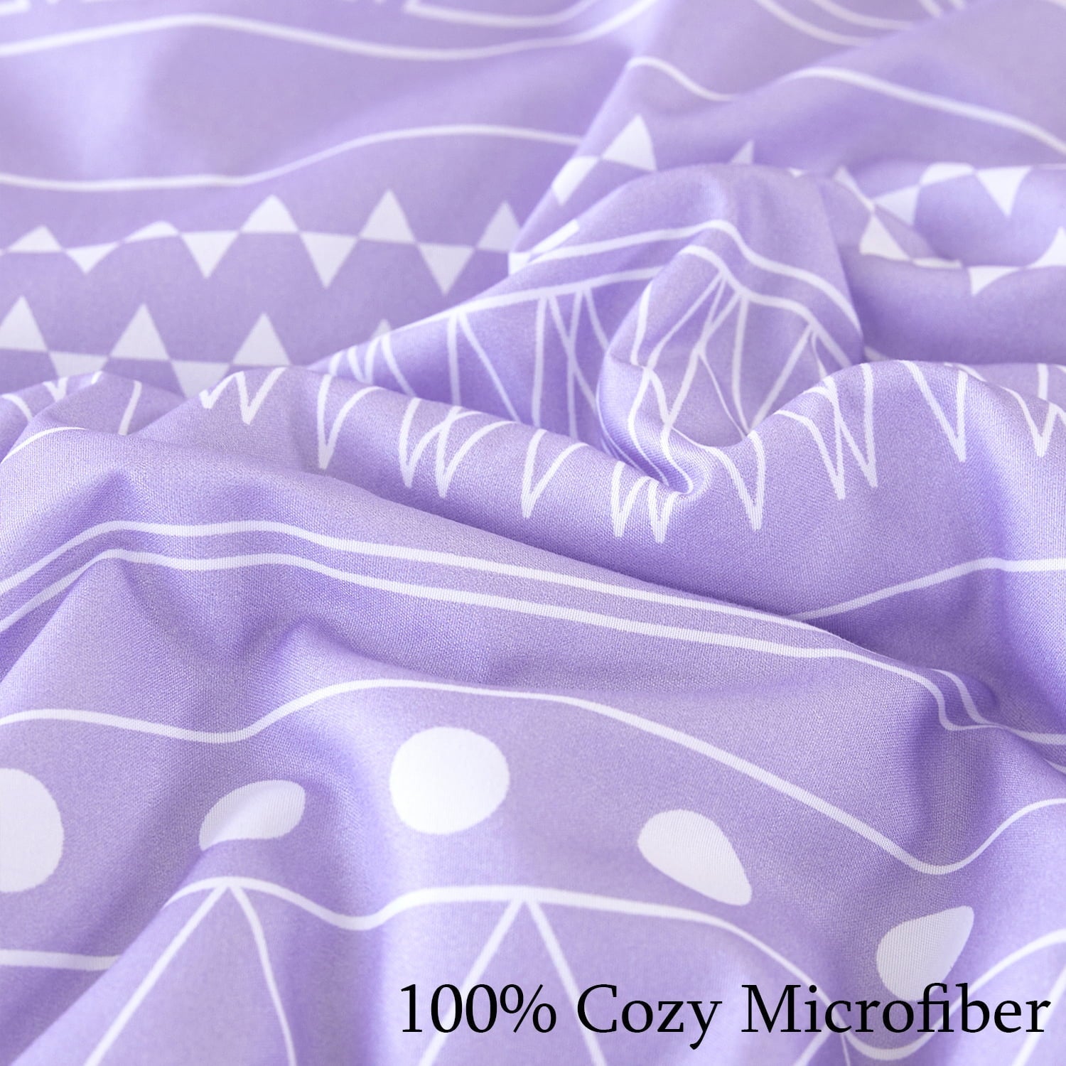 All-Season 8-Pieces Boho Bedding Set Full Lavender Striped Bed in a Bag for Girls Women Soft Fluffy Purple Comforter Set with Sh... - Cloud-Like Soft Lightweight Bed Comforter Detail
