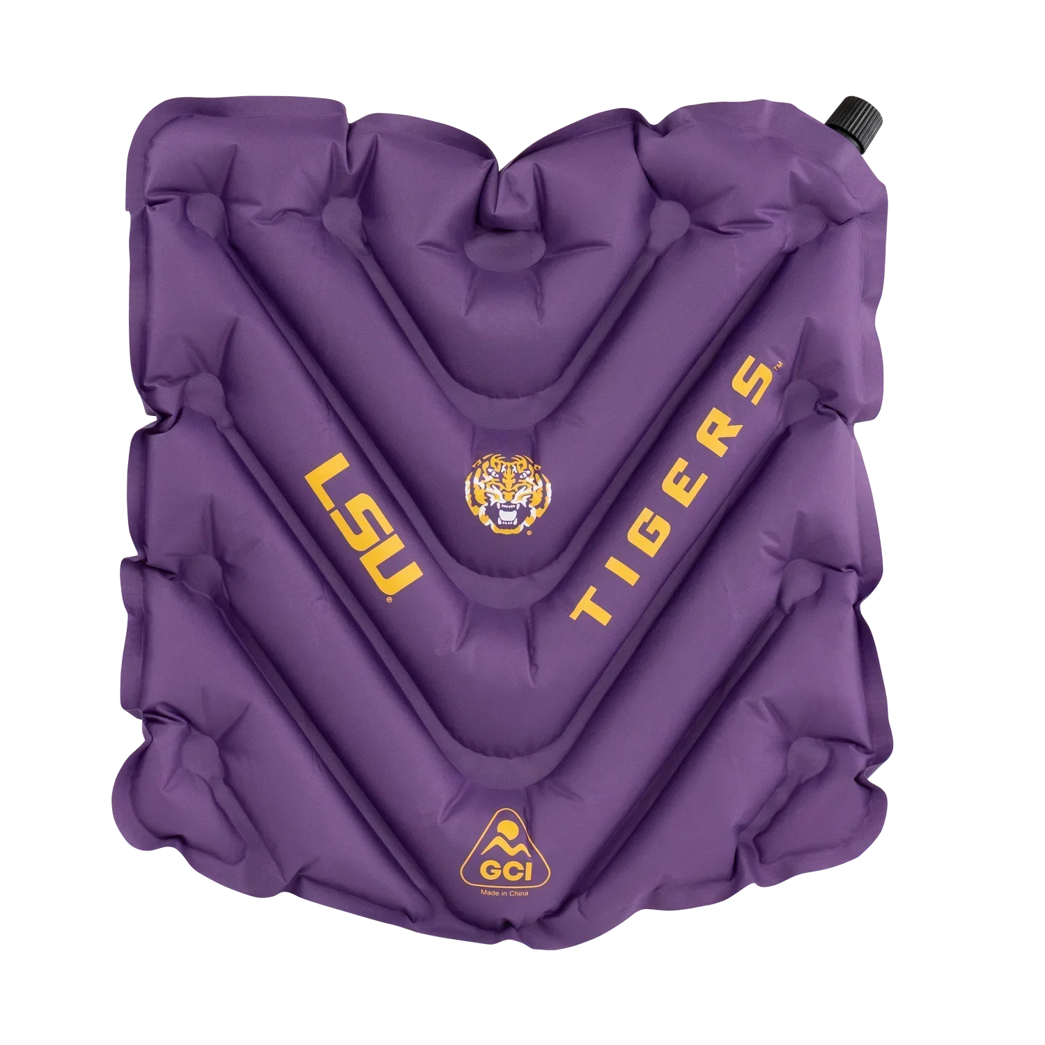 Secure-Hook College V Seat Inflatable Stadium Cushion - LSU Tigers - Choice 762 - Lightweight Folding Bleacher Chair with Cushioning - Default Title