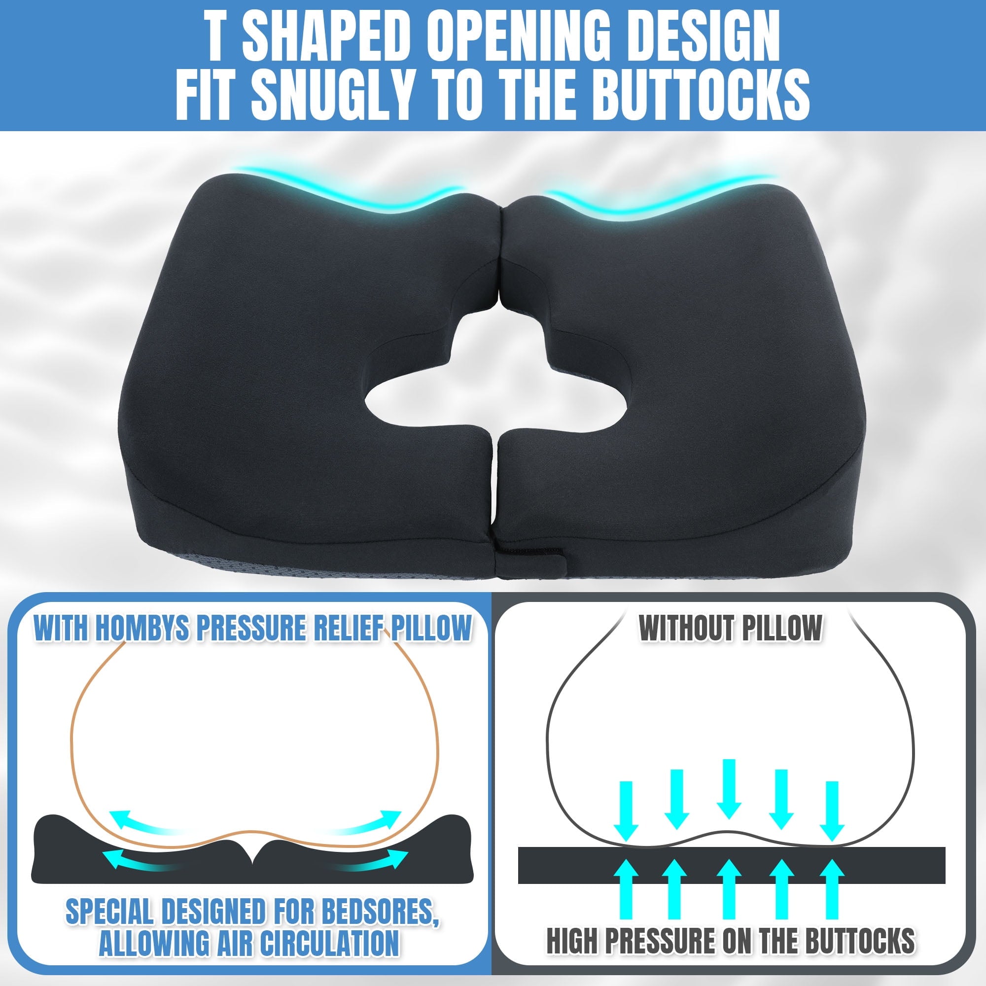 Fluffy Shredded Memory Foam Bed Sore Cushions for Butt, Bedsore Pressure Relief Pillow for Sleeping and Sitting,Cushion for Bed Sores... - Ergonomic Memory Foam Pillow for Neck Pain Support Detail
