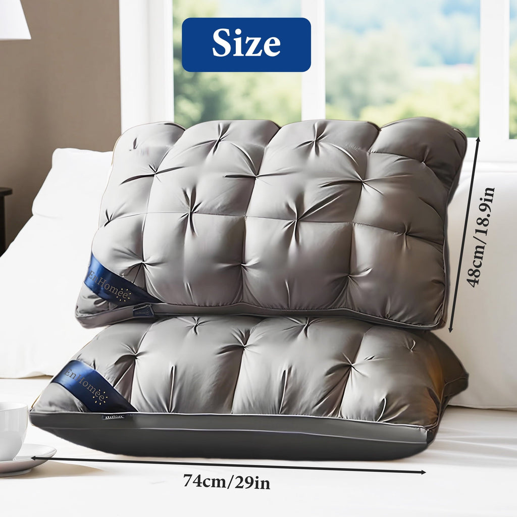 Decorative Plump 2-Pack Luxurious Hotel-Quality ,Resistant to Flattening, All-Season,Gray - Orthopedic Shredded Foam Bed Pillow Set Detail