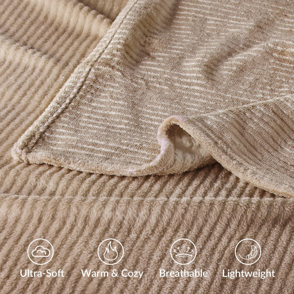 Super Soft Flannel Soft Throw Blanket, 50"x60", Camel - Lightweight Plush Warm Blanket for All Seasons Detail